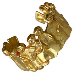 French Sculptural Bronze Bracelet 'La Manif" by Line Vautrin