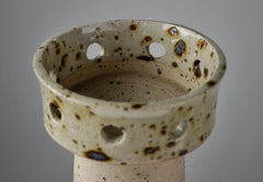 French Sculptural Candlestick in Pyrite-Speckled Stoneware, 1970s