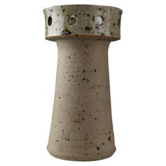 French Sculptural Candlestick in Pyrite-Speckled Stoneware, 1970s