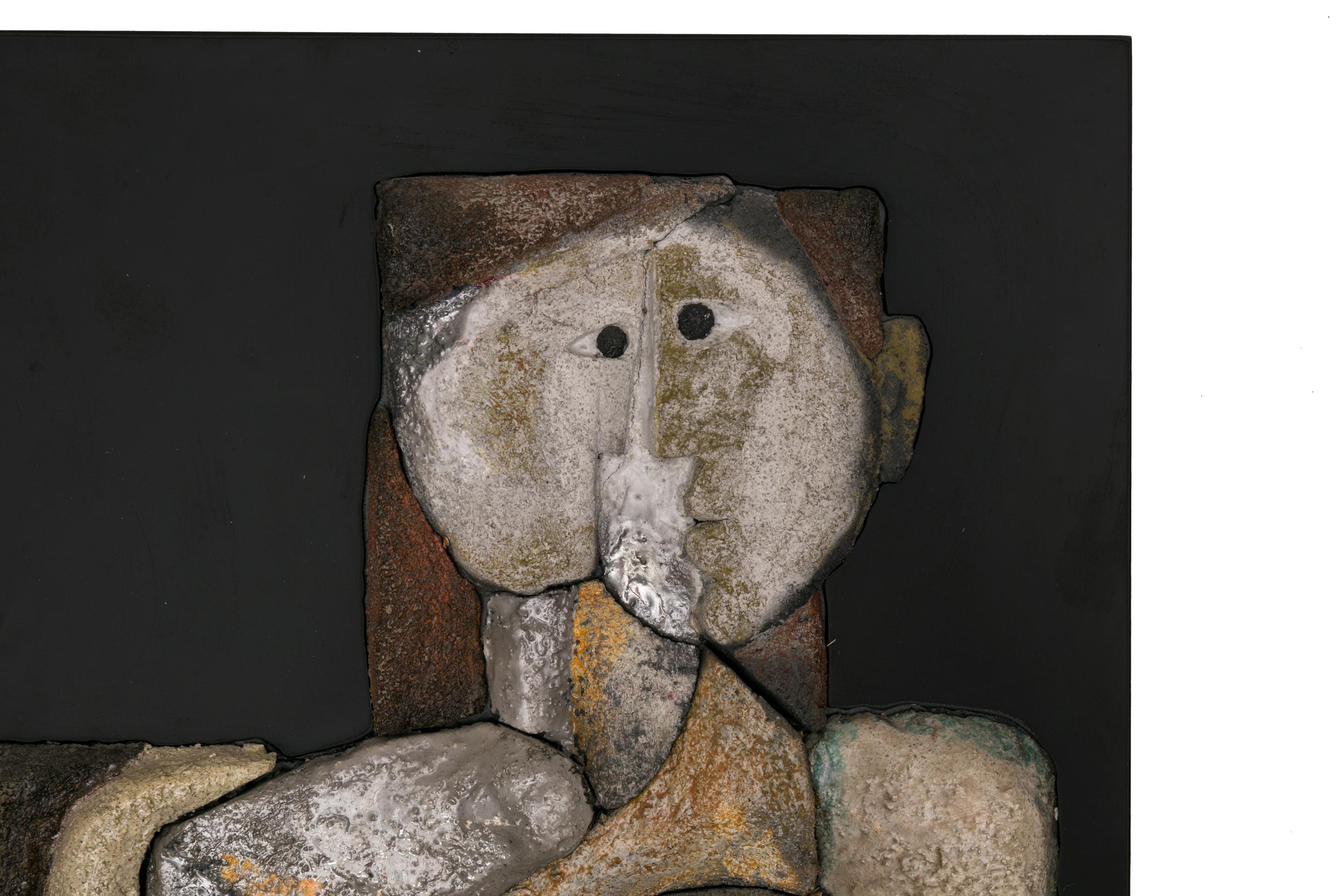 French Sculptural Ceramic Raku Panel, 1990s In Excellent Condition In New York, NY