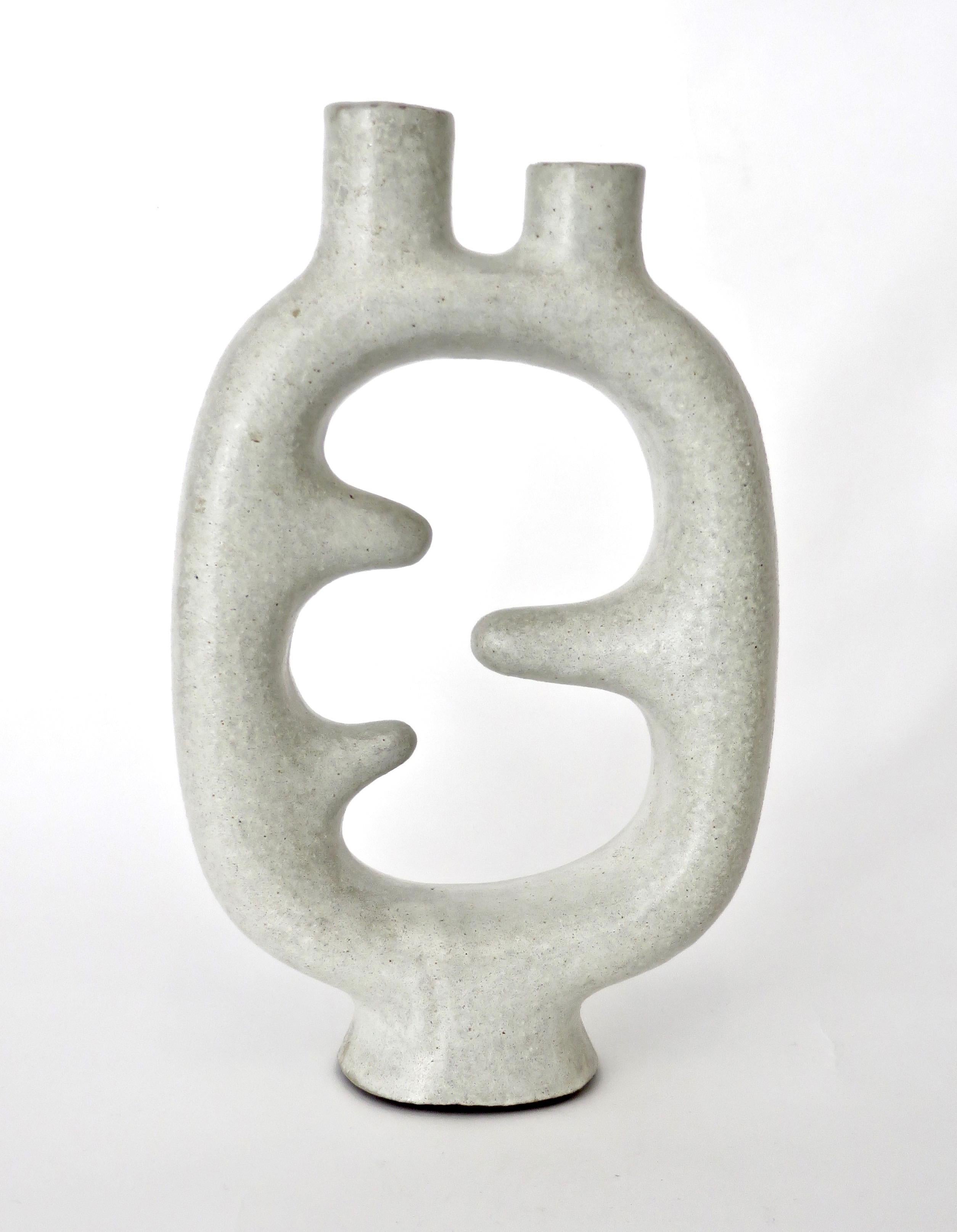 French Sculptural Ceramic Vase with Highly Textured White Glaze In Good Condition In Chicago, IL