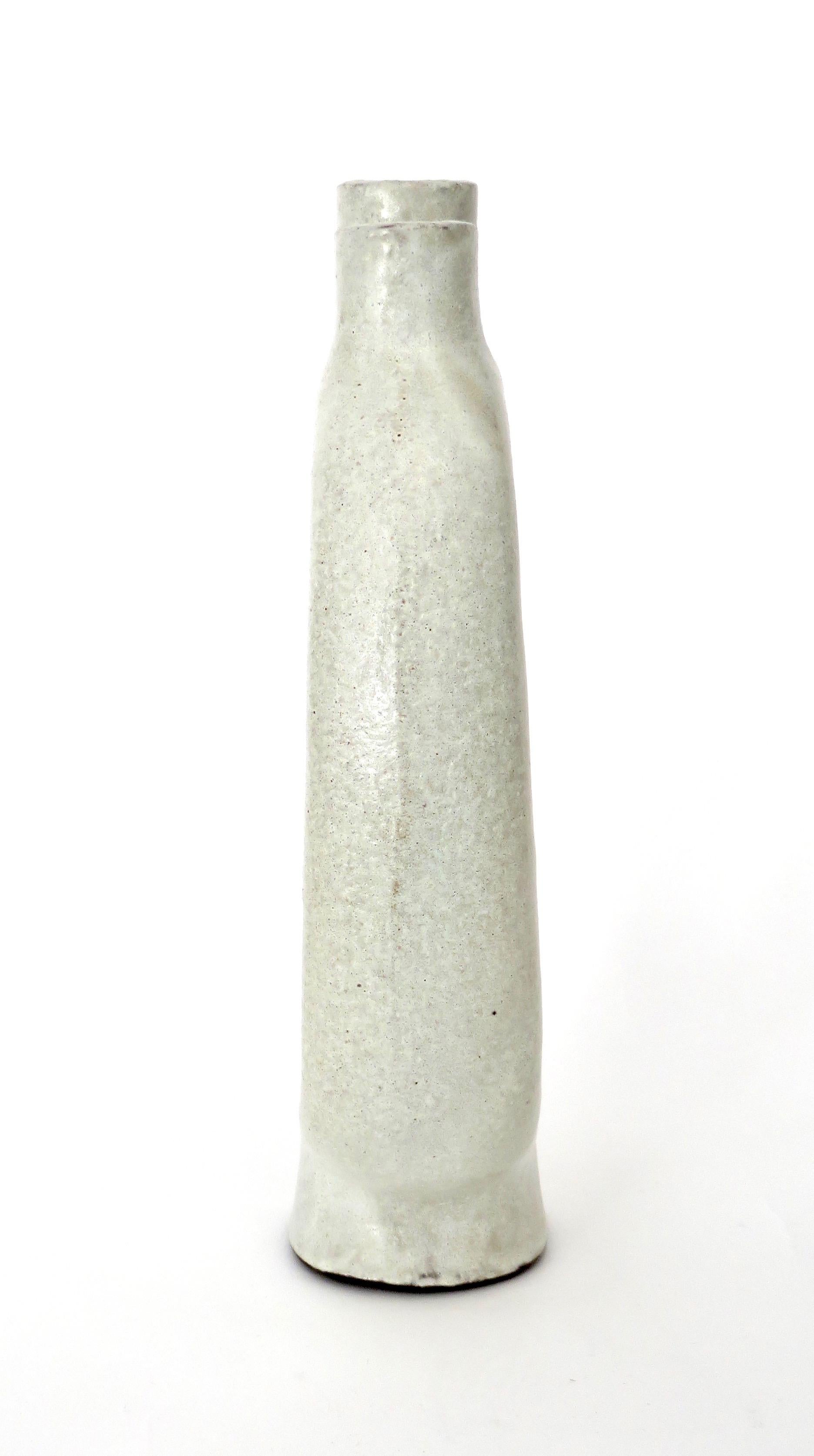 French Sculptural Ceramic Vase with Highly Textured White Glaze 4