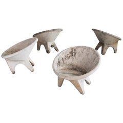 French Sculptural Concrete Chairs