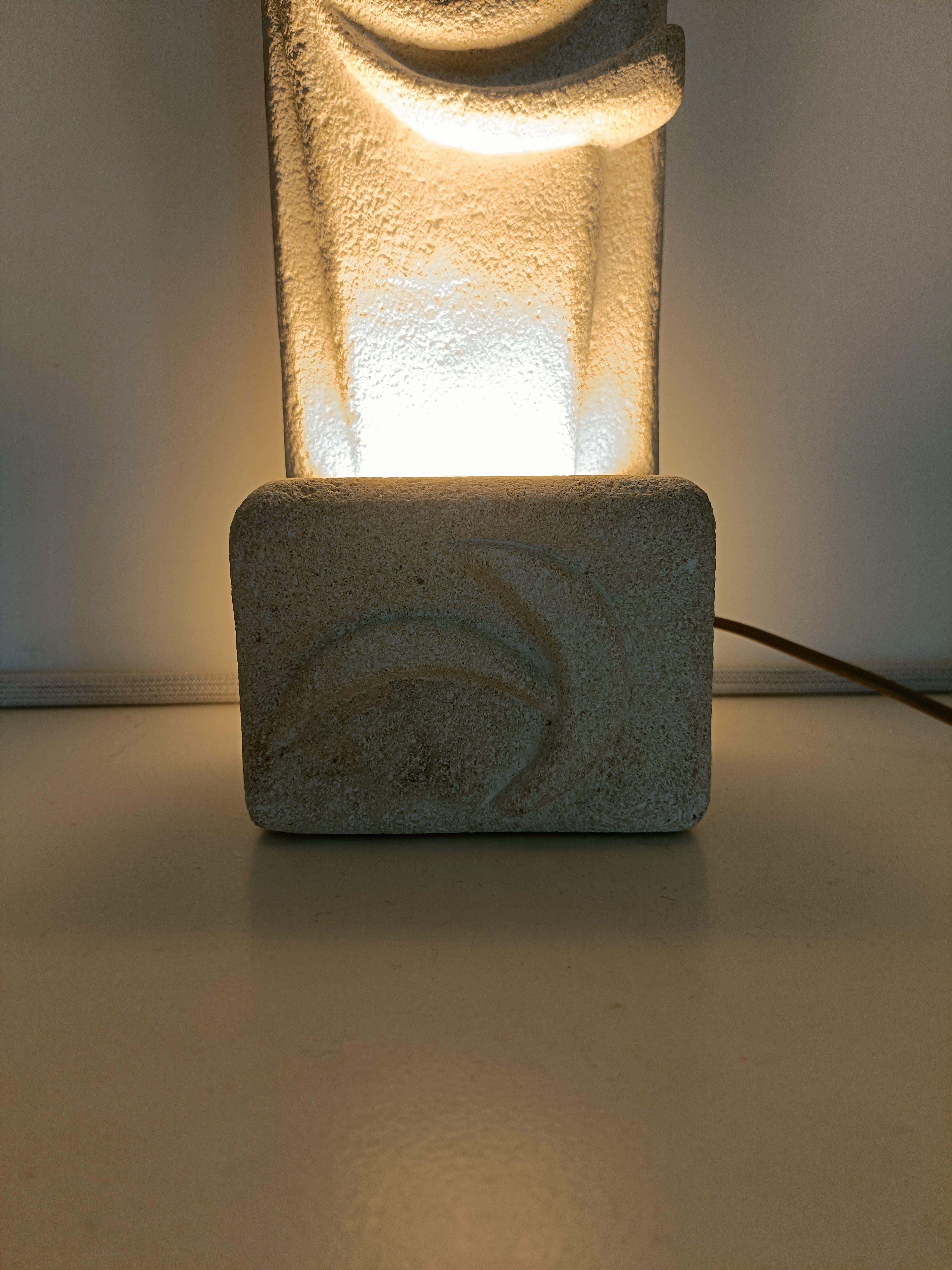 Brutalist French Sculptural Lamp circa 1970 from Albert Tormos, France, 1970s For Sale