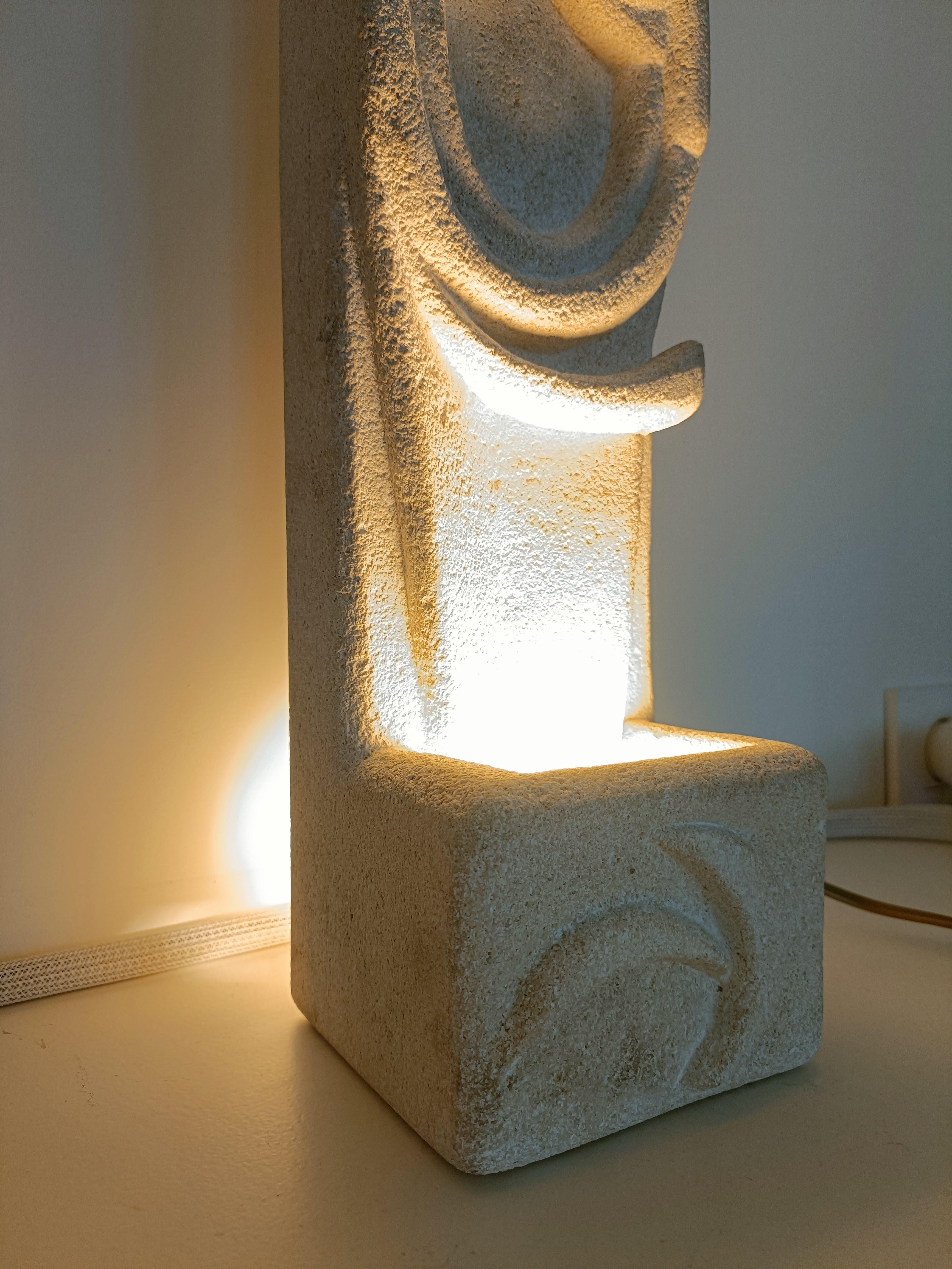 Stone French Sculptural Lamp circa 1970 from Albert Tormos, France, 1970s For Sale
