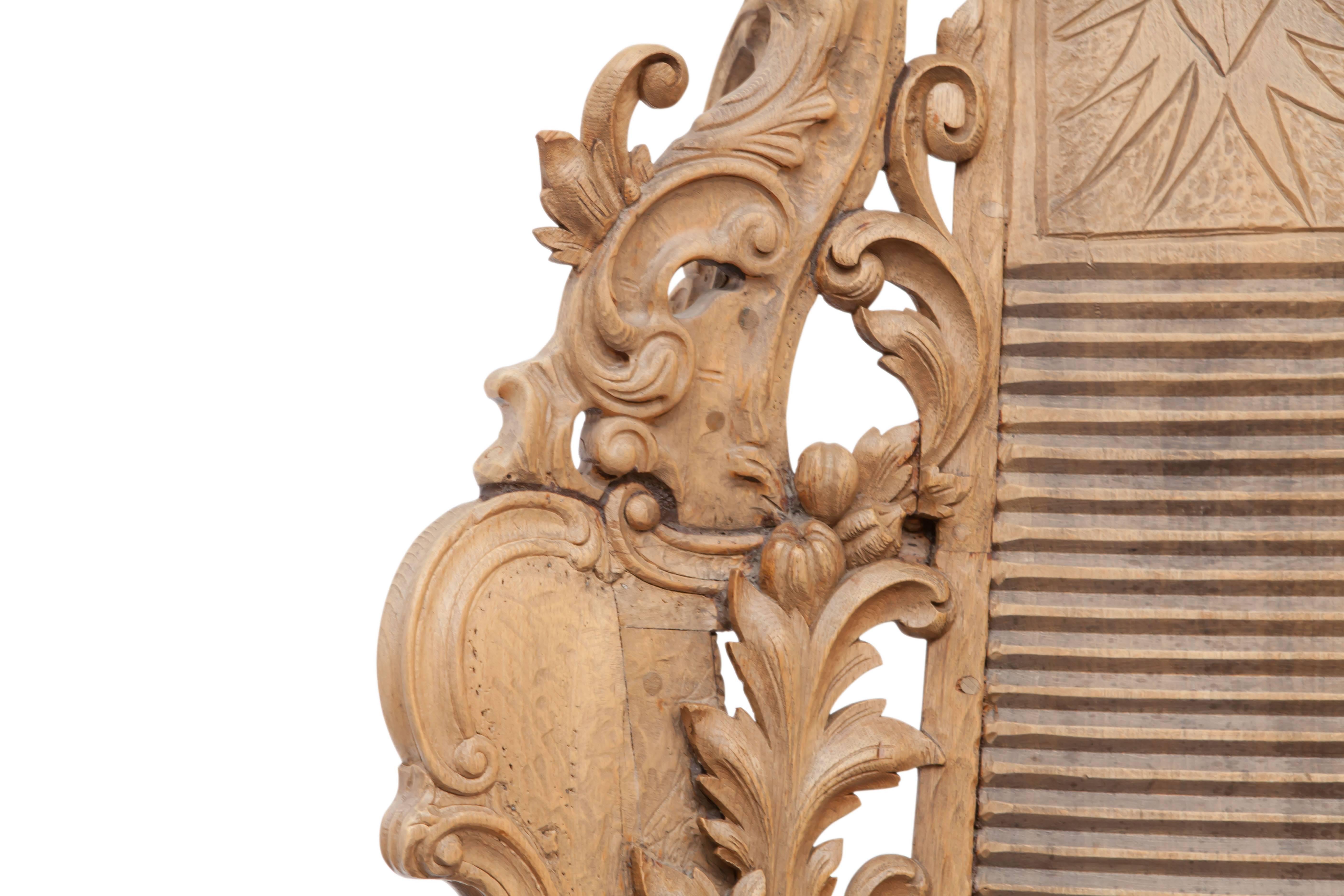 Wood French Sculptural Oak Throne Chair