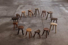 French Sculptural Primitive Stools, 1960, Set of 14