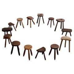 French Sculptural Primitive Stools, 1960, Set of 14
