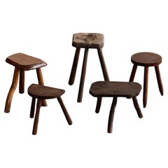 French Sculptural Primitive Stools, 1960, Set of 5