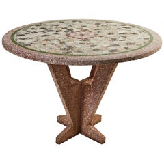 French Sculptural Round Terrazzo Table