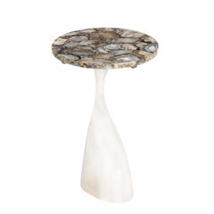 French Sculptural Side Table with Onyx Top 1970s