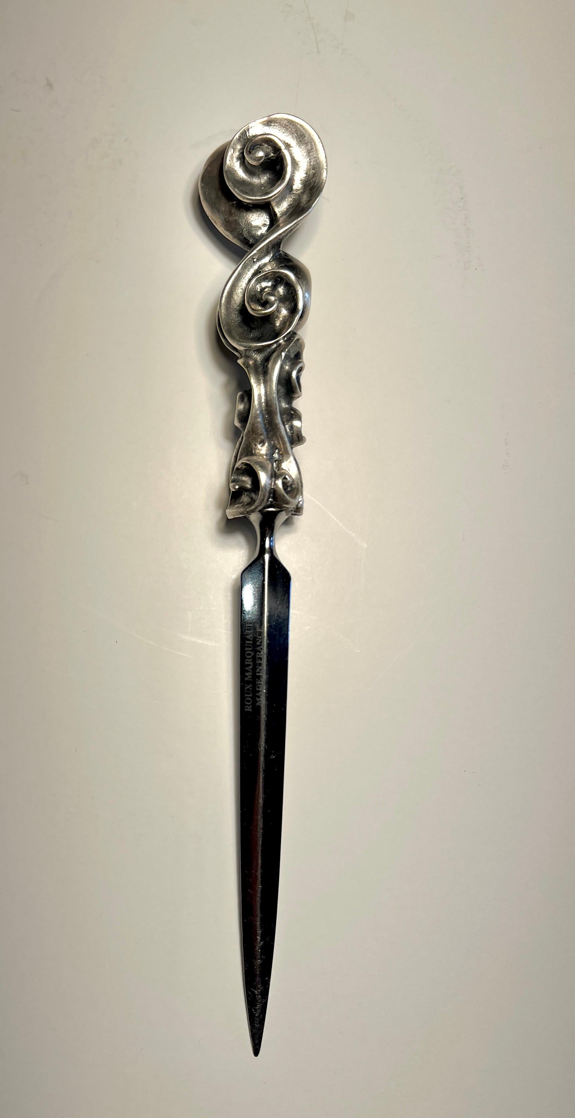 Französischer skulpturaler Brieföffner aus Silber im Angebot 1