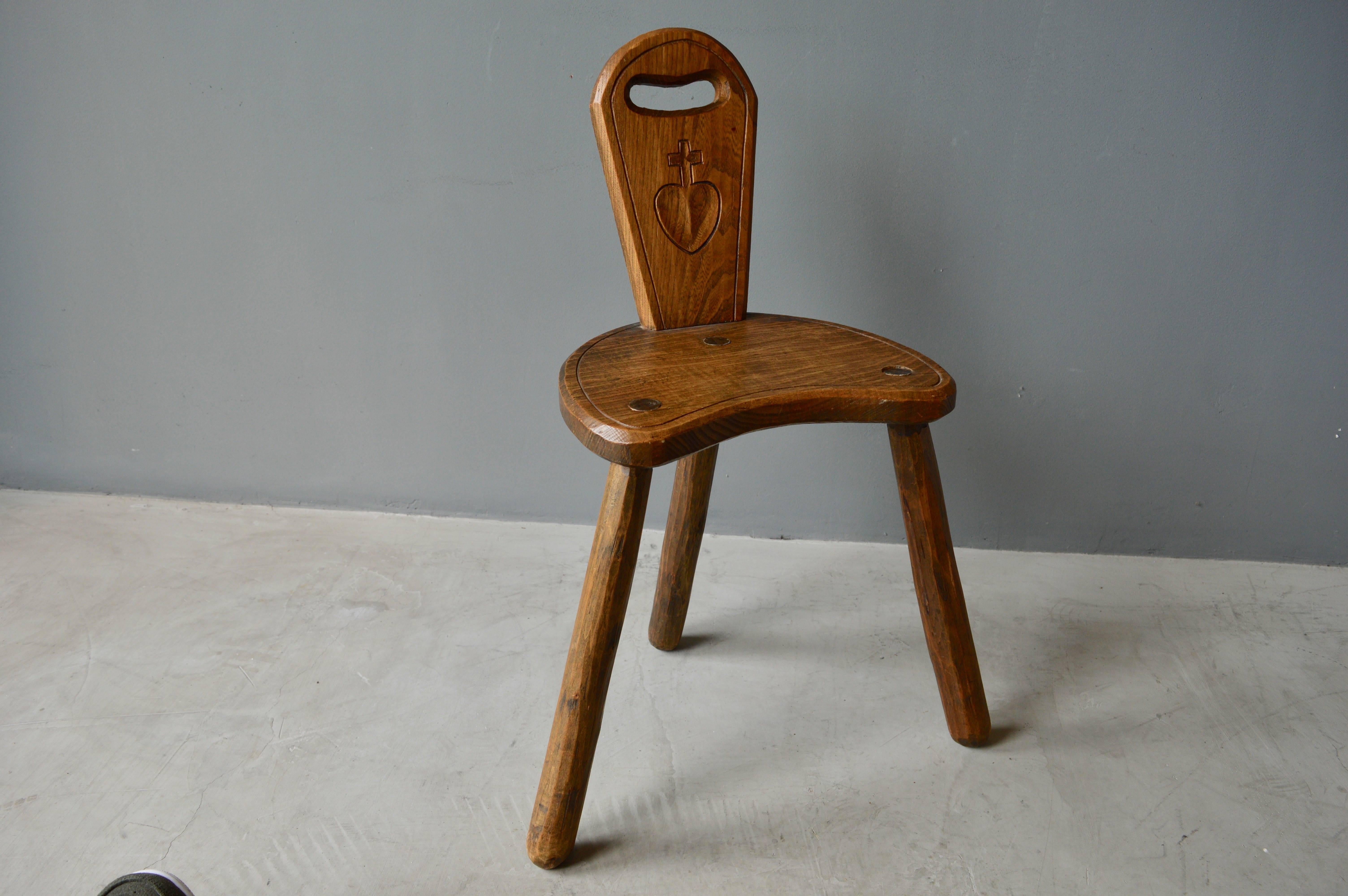 Mid-20th Century French Sculptural Wood Chair