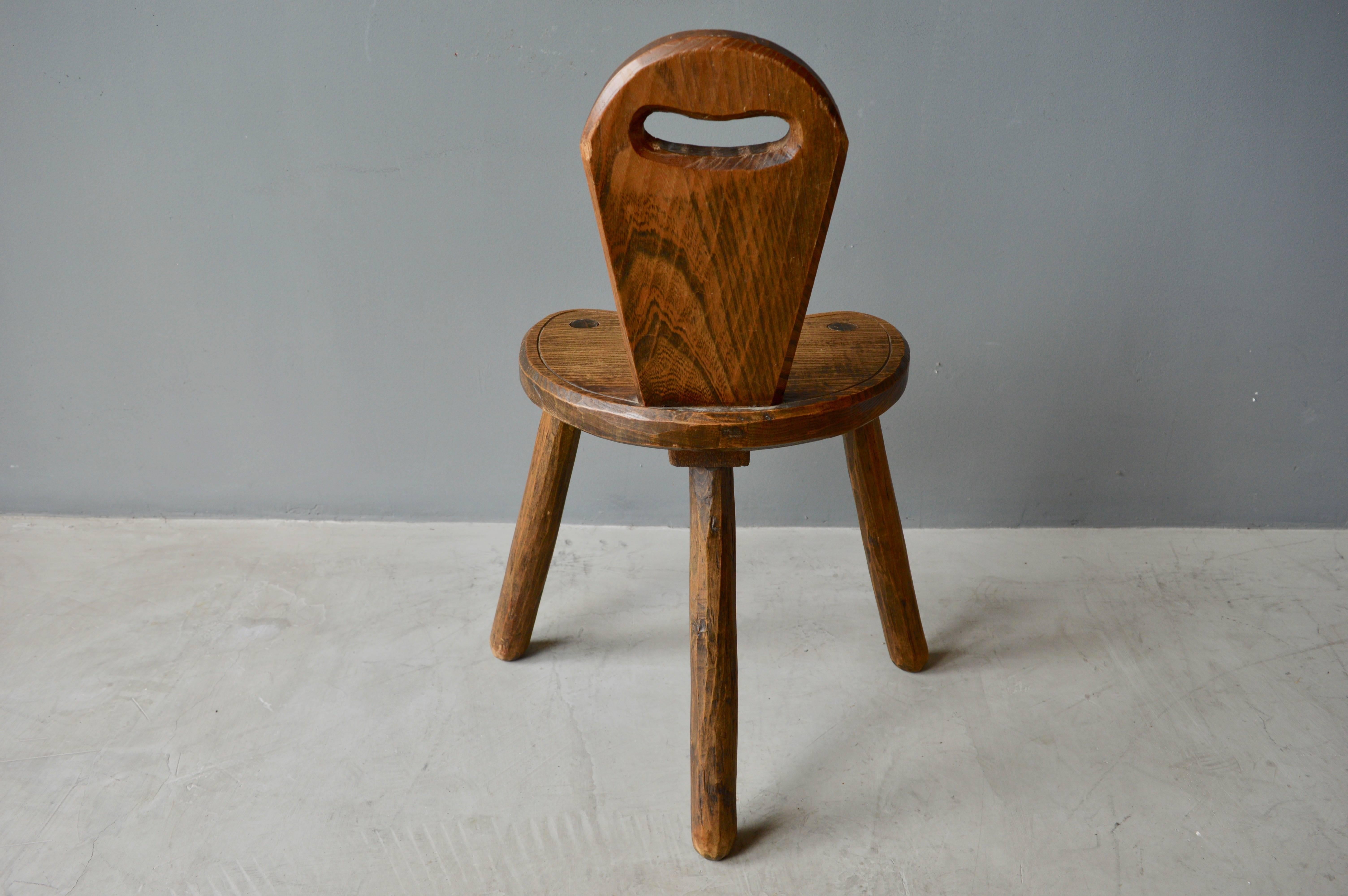 French Sculptural Wood Chair 1