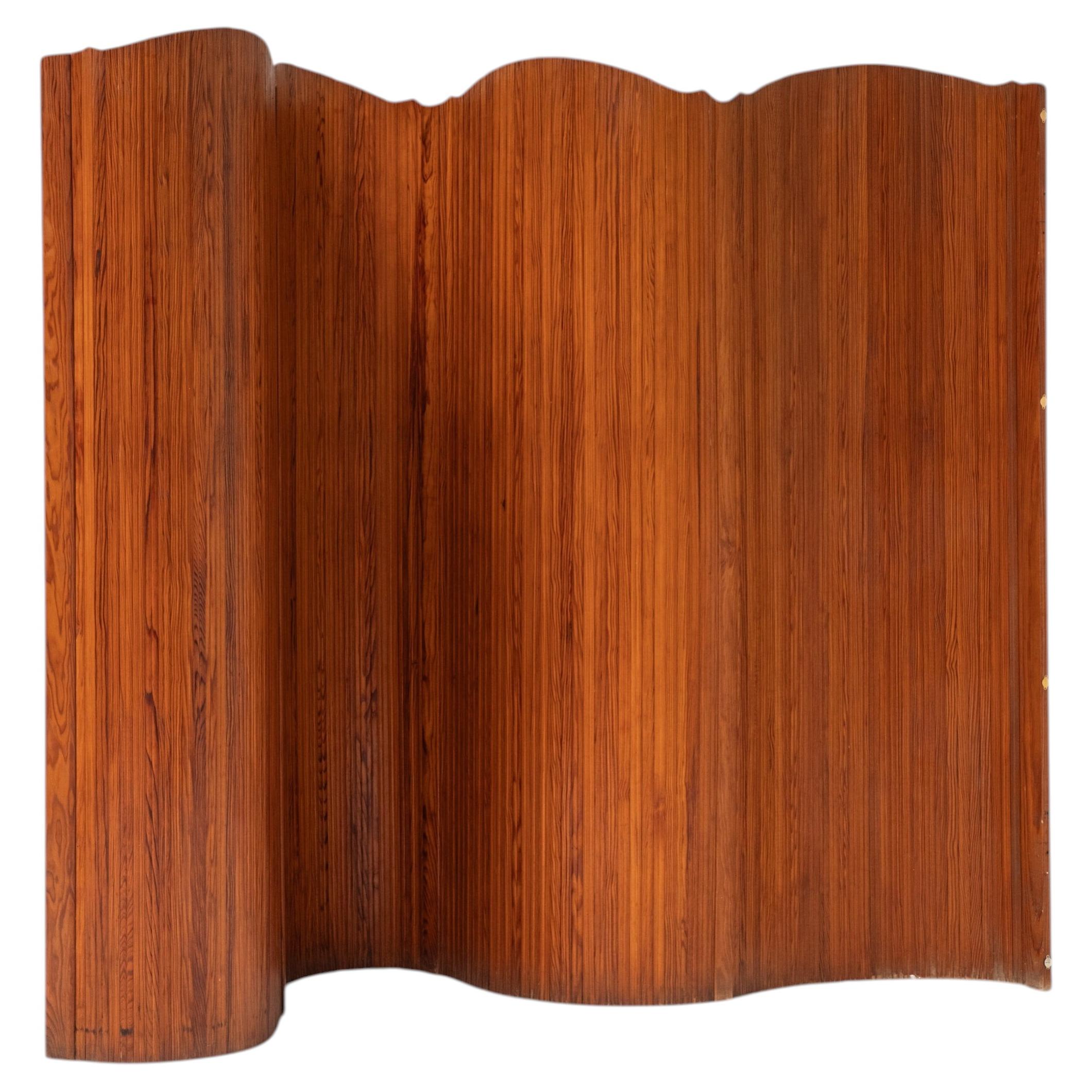 French Sculptural Wooden Paravent / Room Divider, 1970s