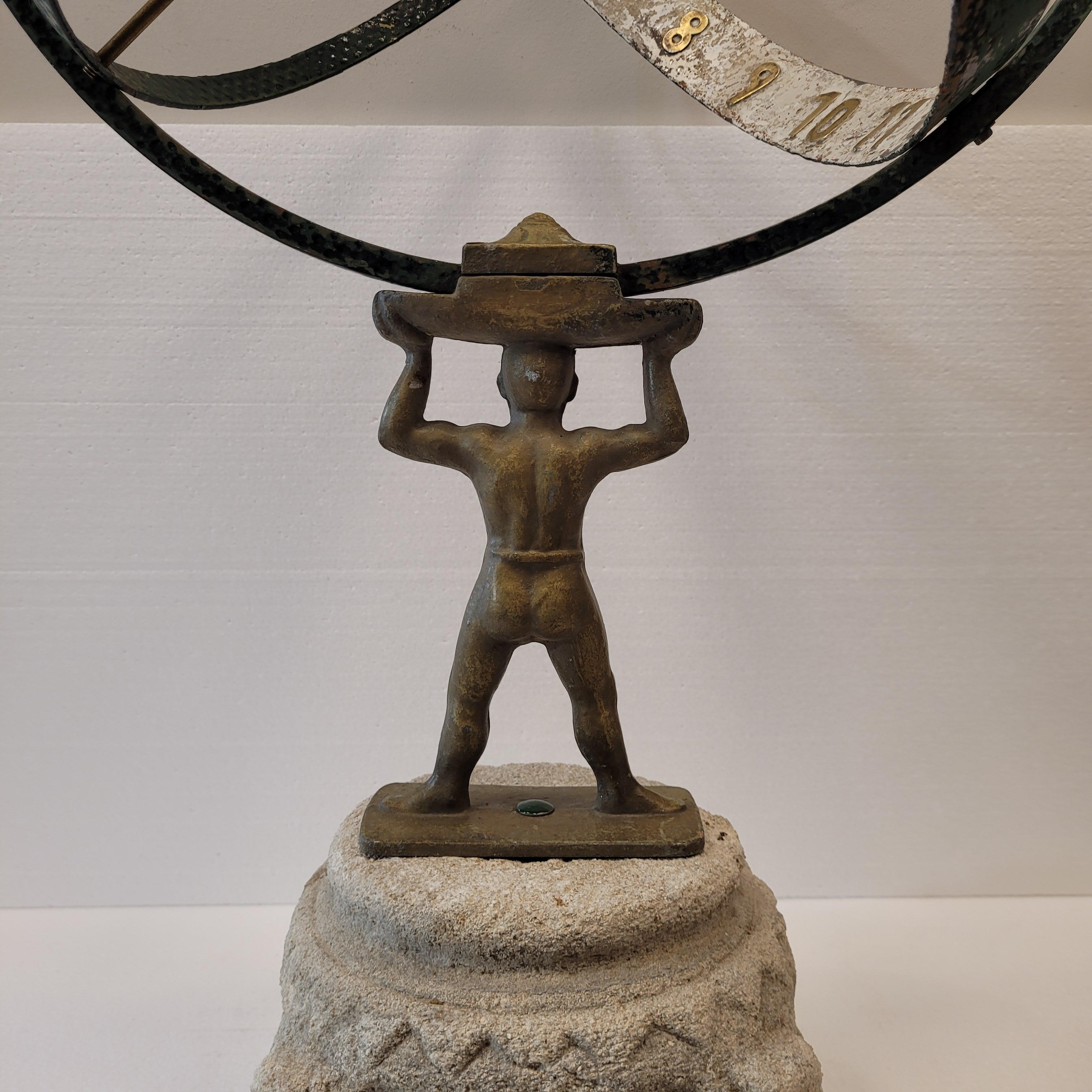 French Sculpture “Armilar sundial”, bronze and stone, mid-s. XX 2