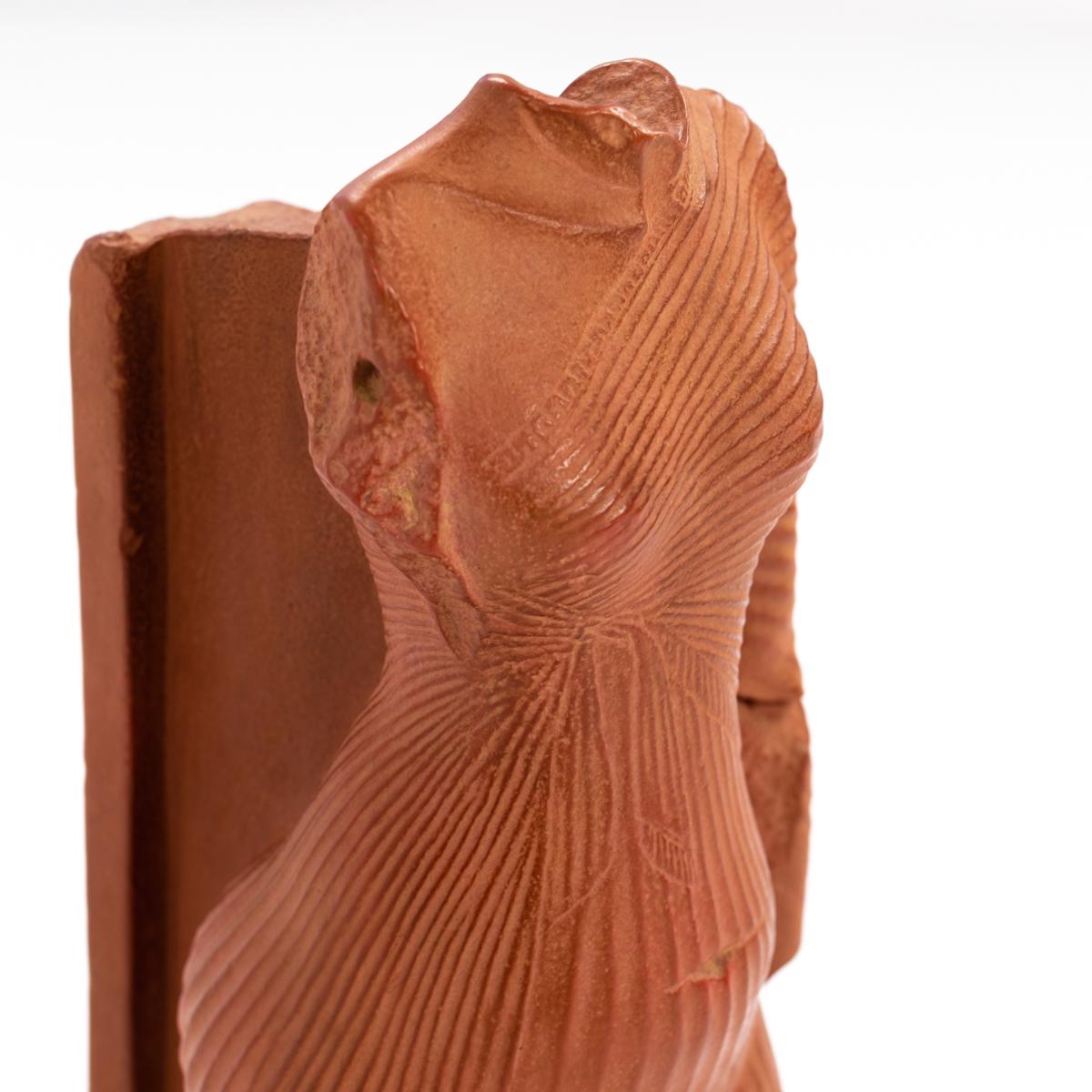 French Sculpture in Terracotta of an Antique Female Torso on Black Marble 1970s For Sale 4