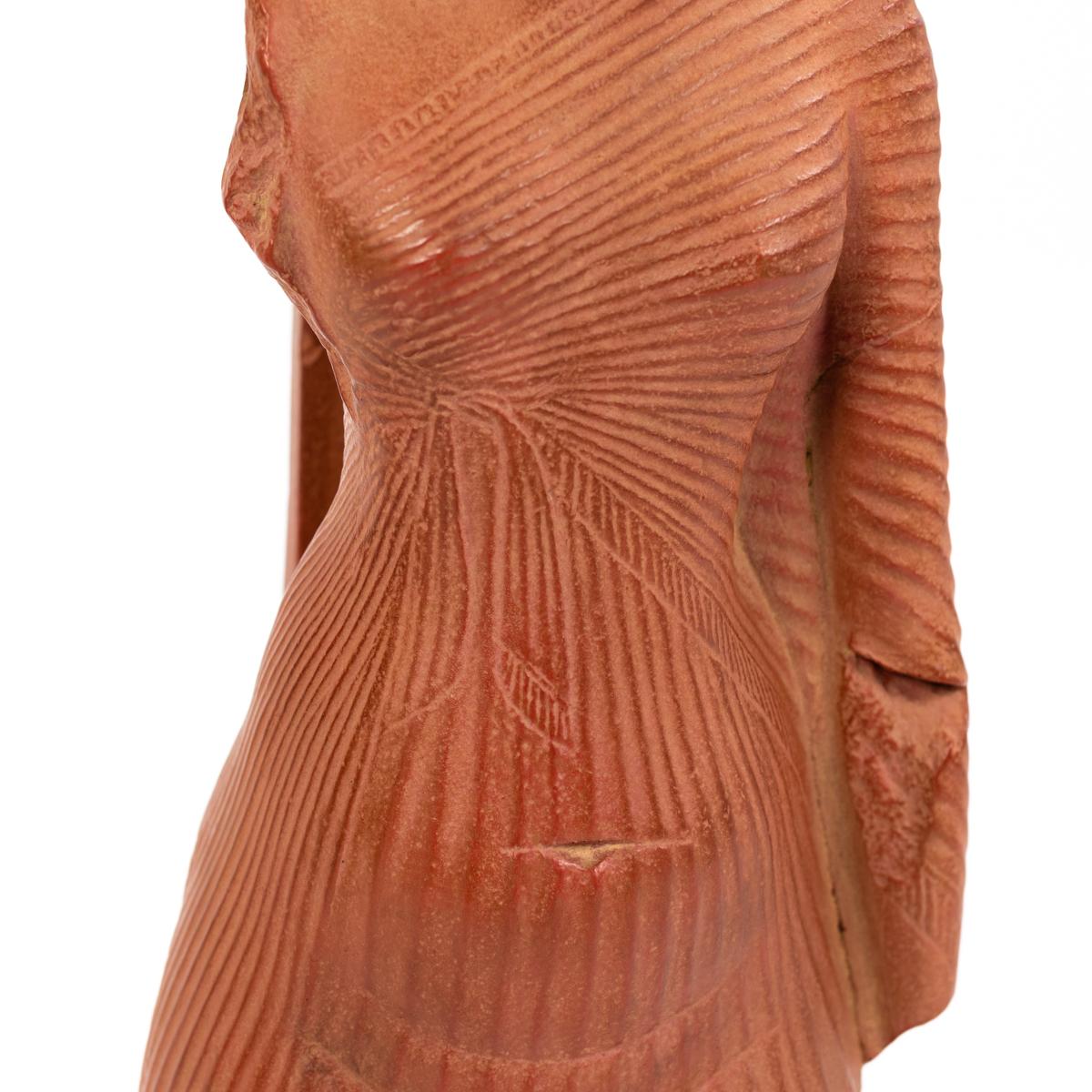 French Sculpture in Terracotta of an Antique Female Torso on Black Marble 1970s For Sale 5
