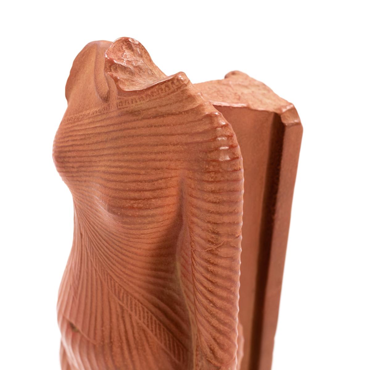 French Sculpture in Terracotta of an Antique Female Torso on Black Marble 1970s For Sale 8