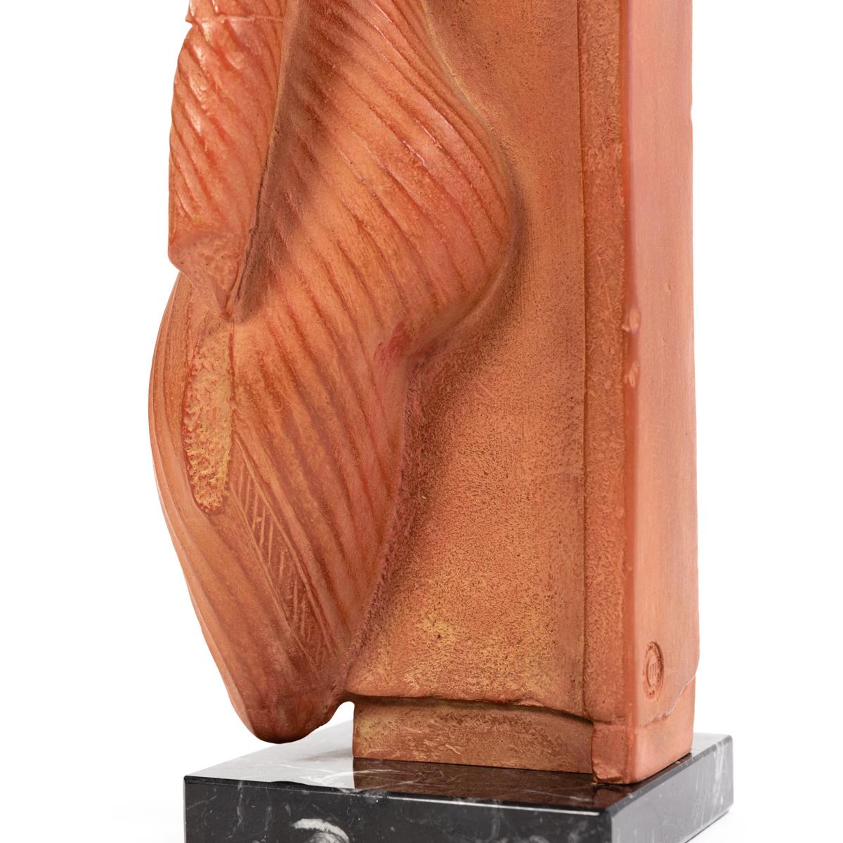 French Sculpture in Terracotta of an Antique Female Torso on Black Marble 1970s For Sale 9