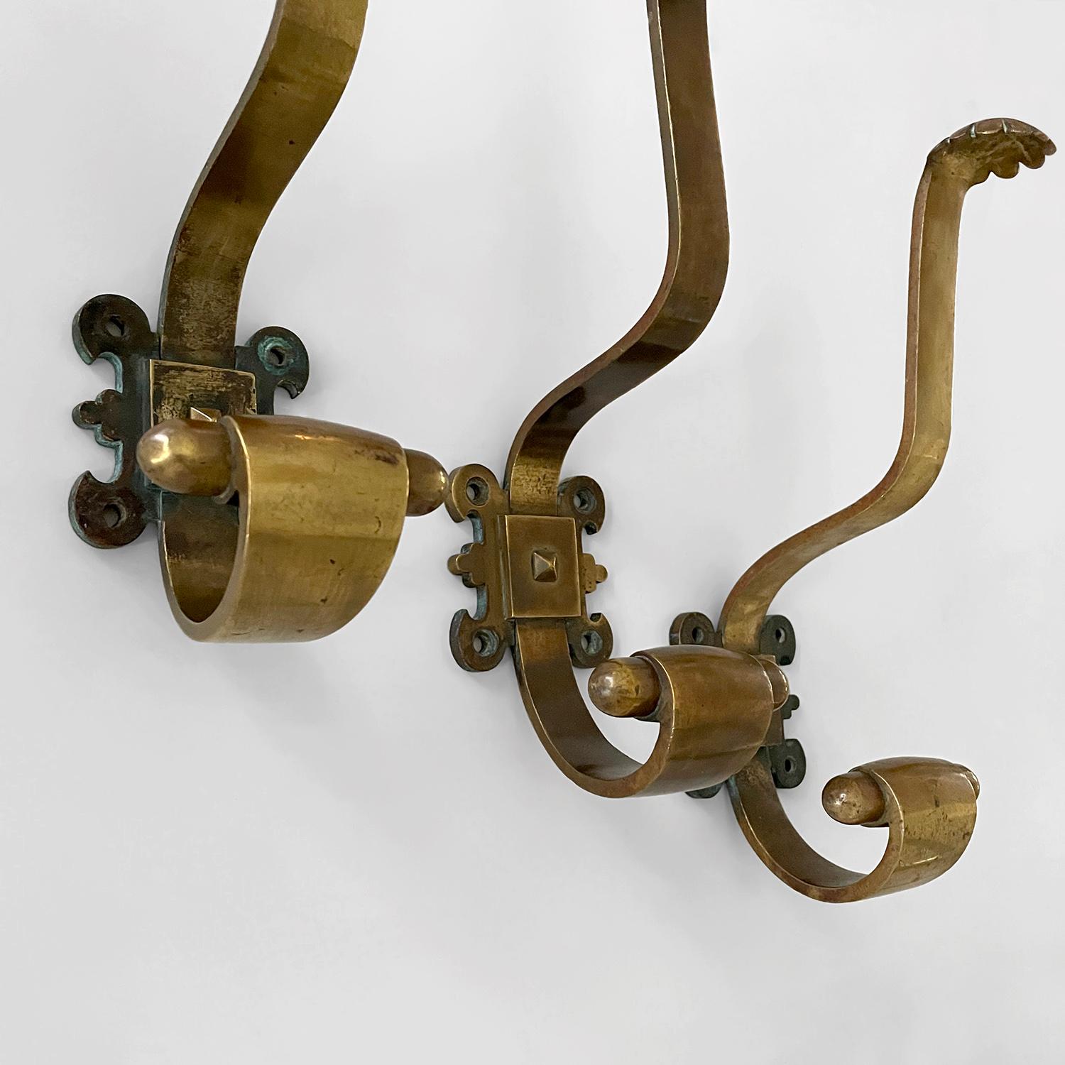 French Sculputed Aged Bronze Studded Wall Coat Hooks - 3 available For Sale 6