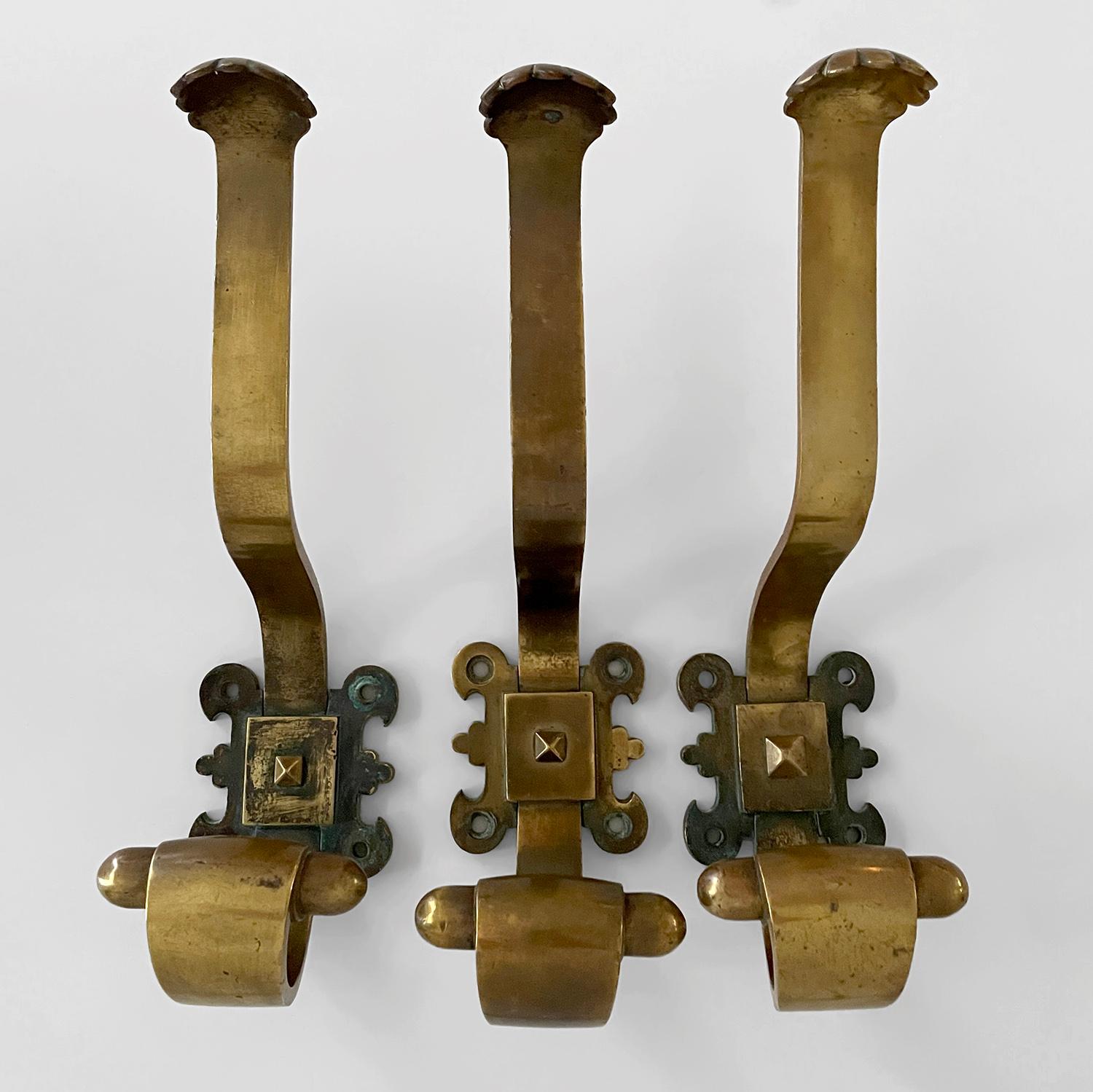 French Sculputed Aged Bronze Studded Wall Coat Hooks - 3 available For Sale 7