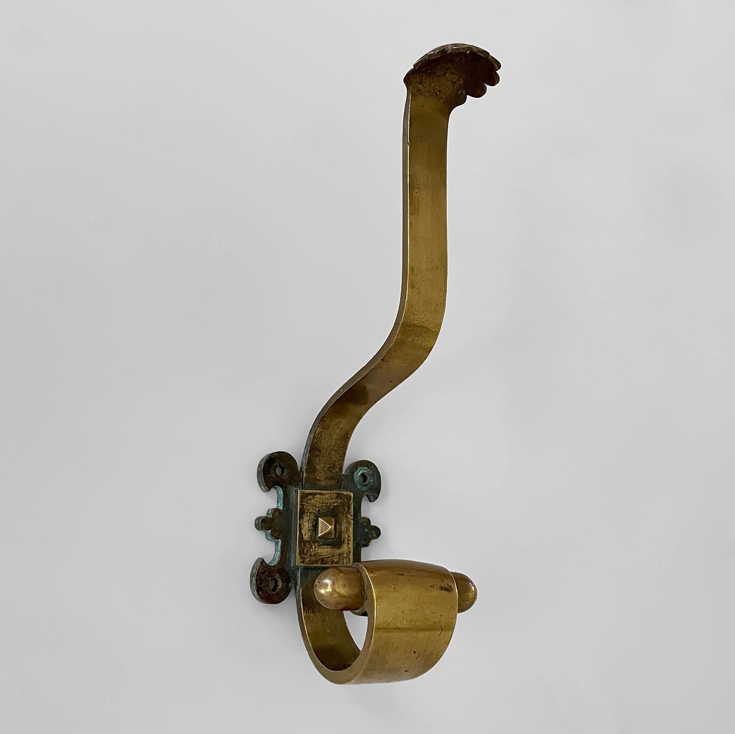 French Sculputed Aged Bronze Studded Wall Coat Hooks - 3 available For Sale 9