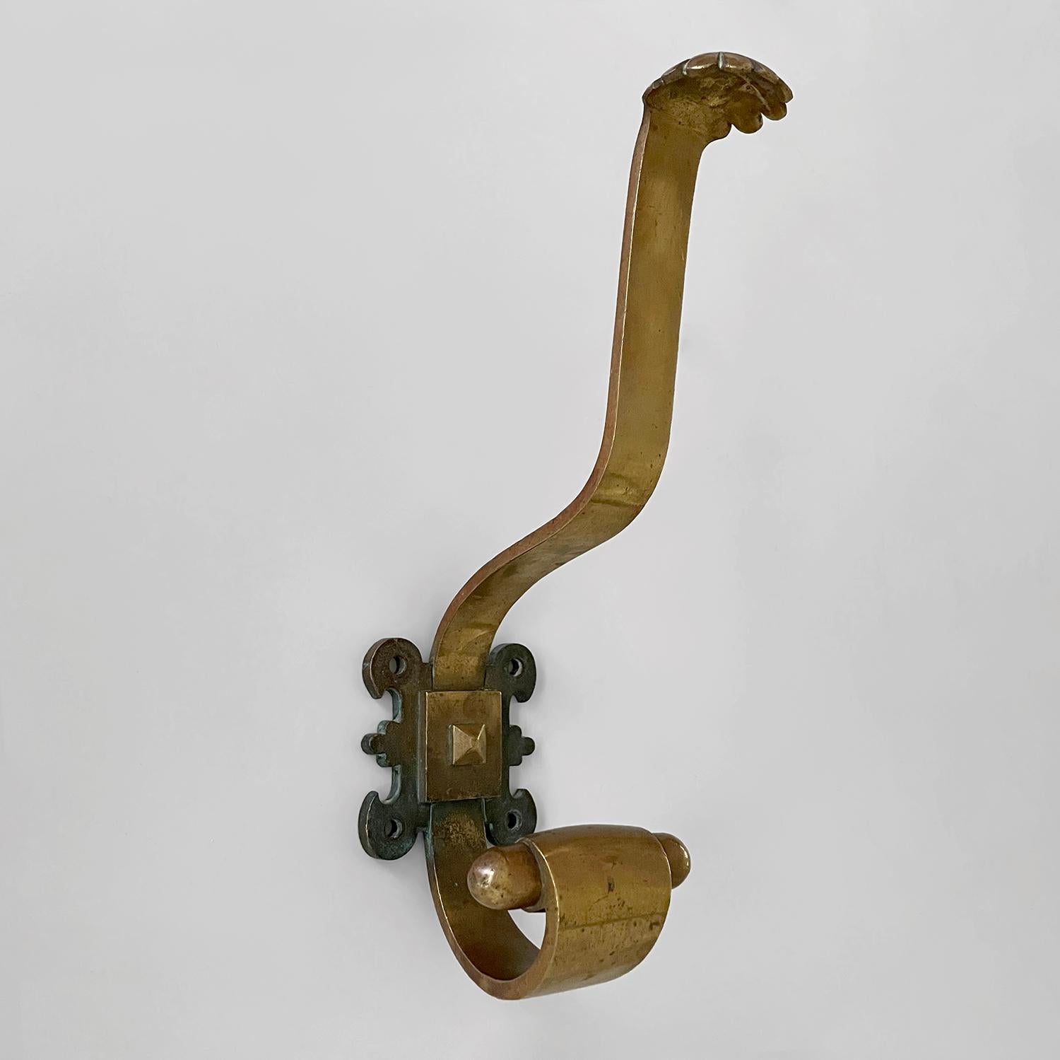 French Sculputed Aged Bronze Studded Wall Coat Hooks - 3 available For Sale 13