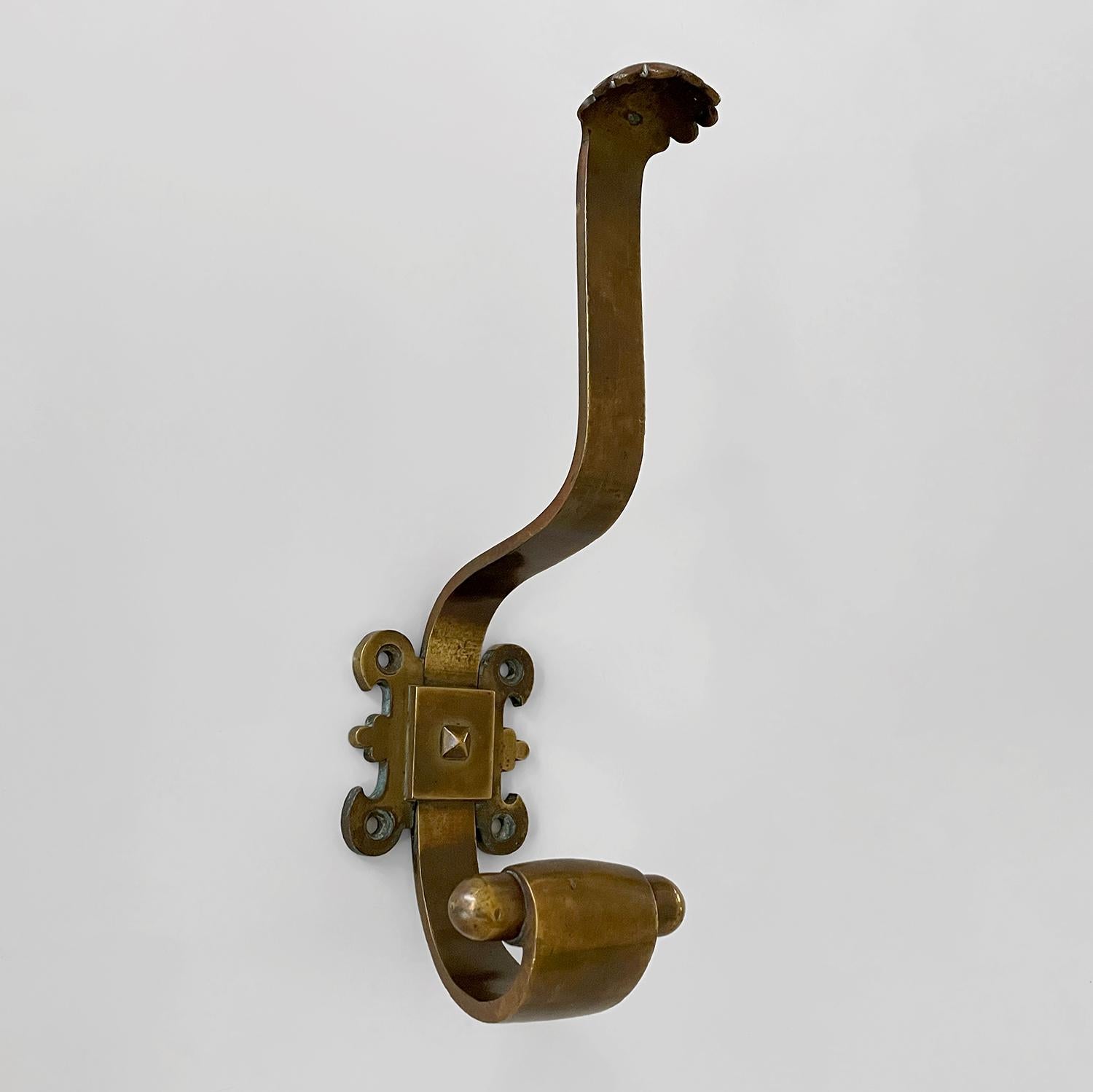 French Sculputed Aged Bronze Studded Wall Coat Hooks - 3 available For Sale 14