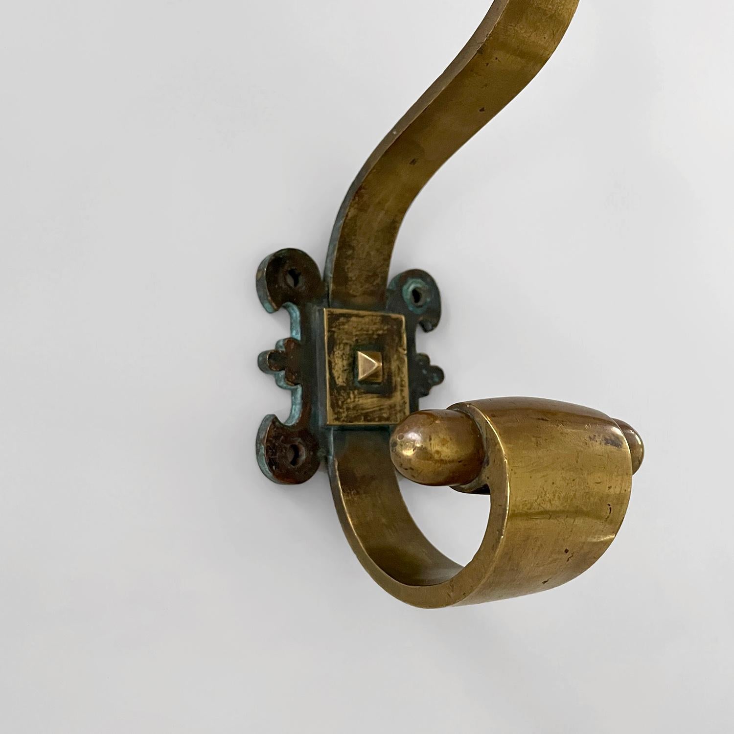 French Sculputed Aged Bronze Studded Wall Coat Hooks - 3 available In Good Condition For Sale In Los Angeles, CA
