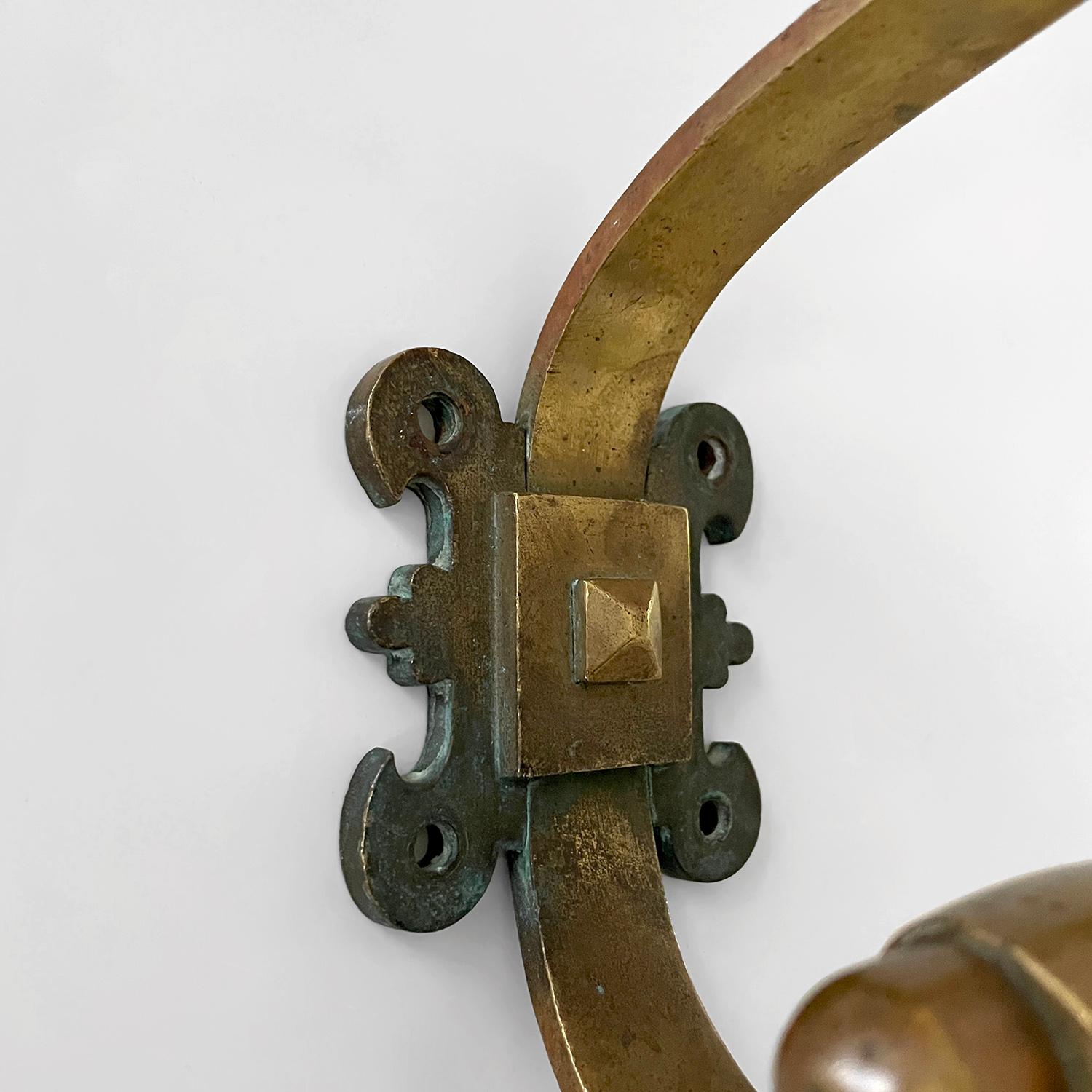 19th Century French Sculputed Aged Bronze Studded Wall Coat Hooks - 3 available For Sale