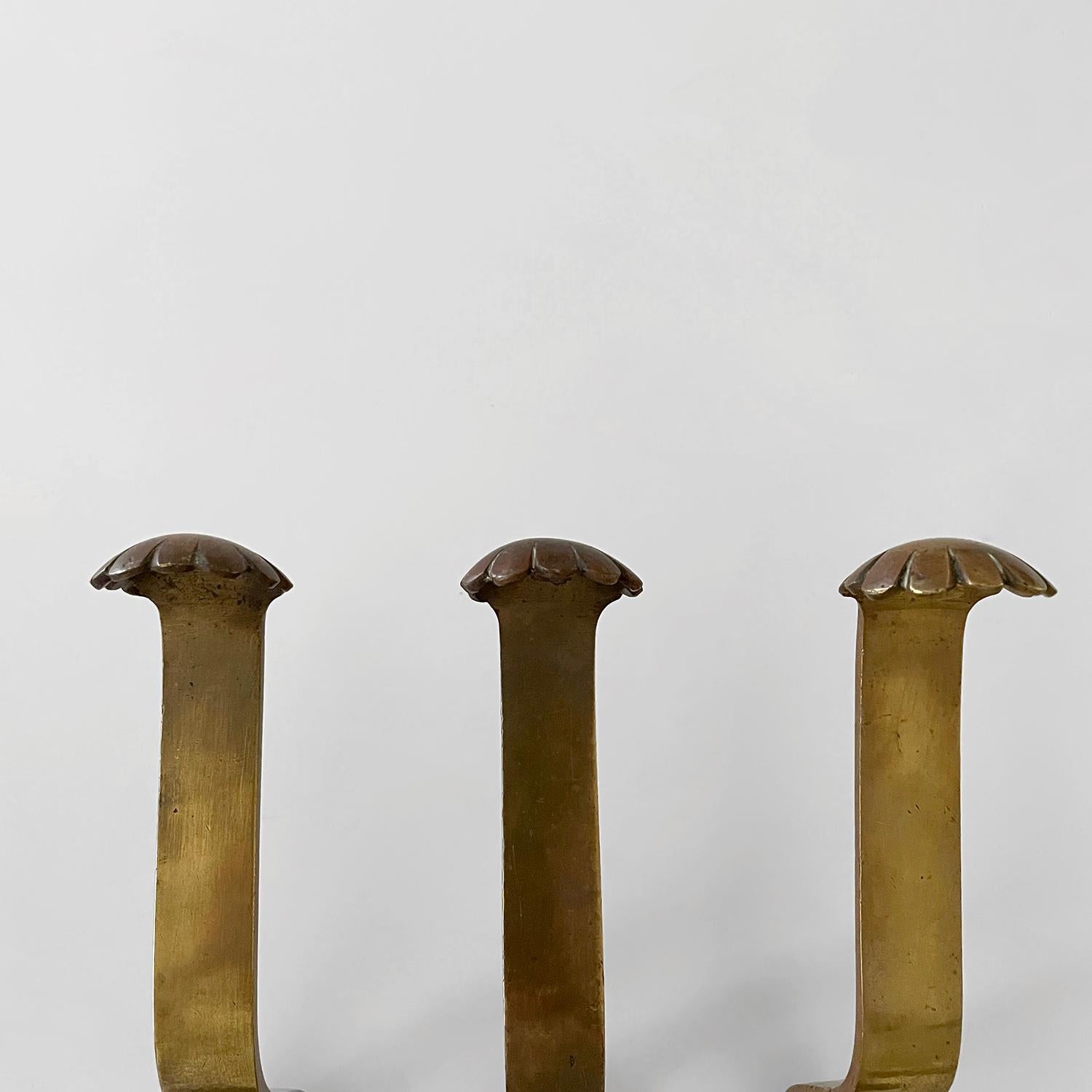 French Sculputed Aged Bronze Studded Wall Coat Hooks - 3 available For Sale 4