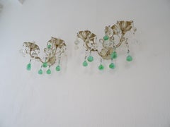 French Sea Foam Green Murano Drops Sconces, circa 1920