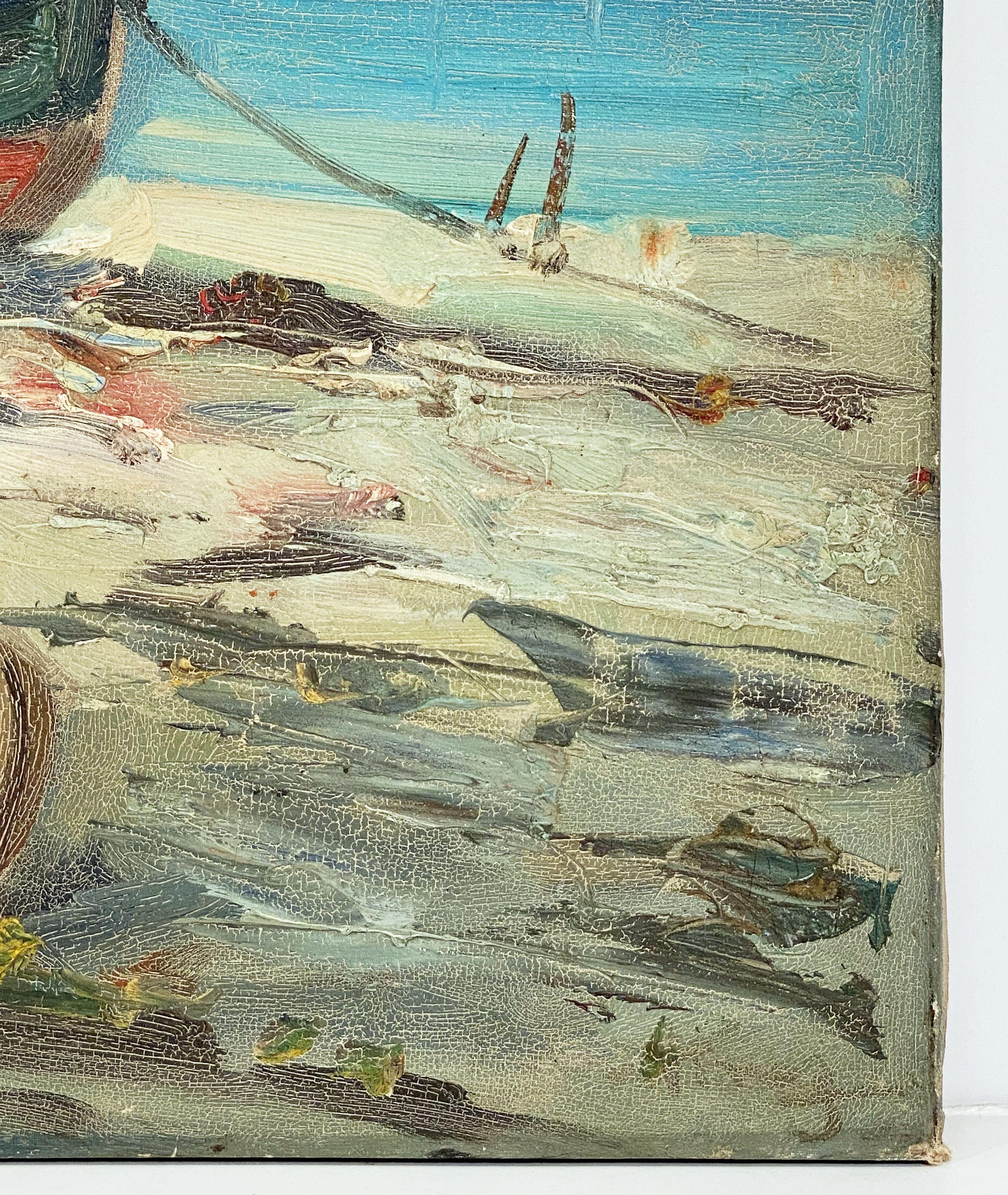 Peinture à l'huile sur toile de bateaux en bord de mer 4