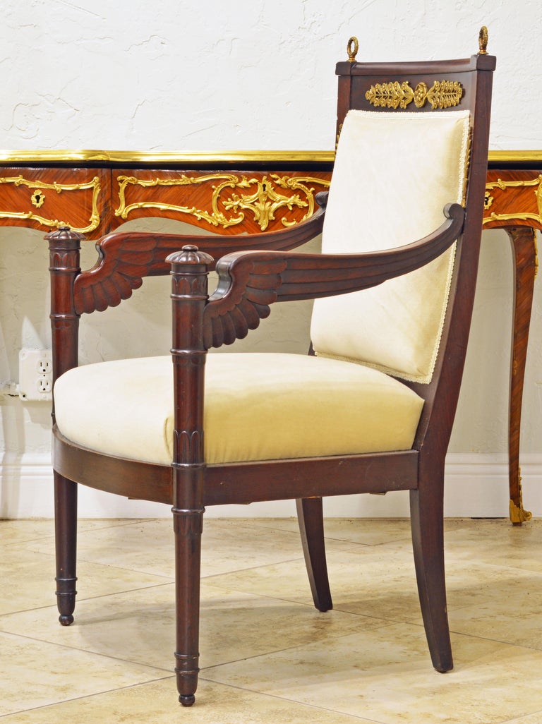 French Second Empire Eagle Wing Carved and Bronze Mounted Mahogany