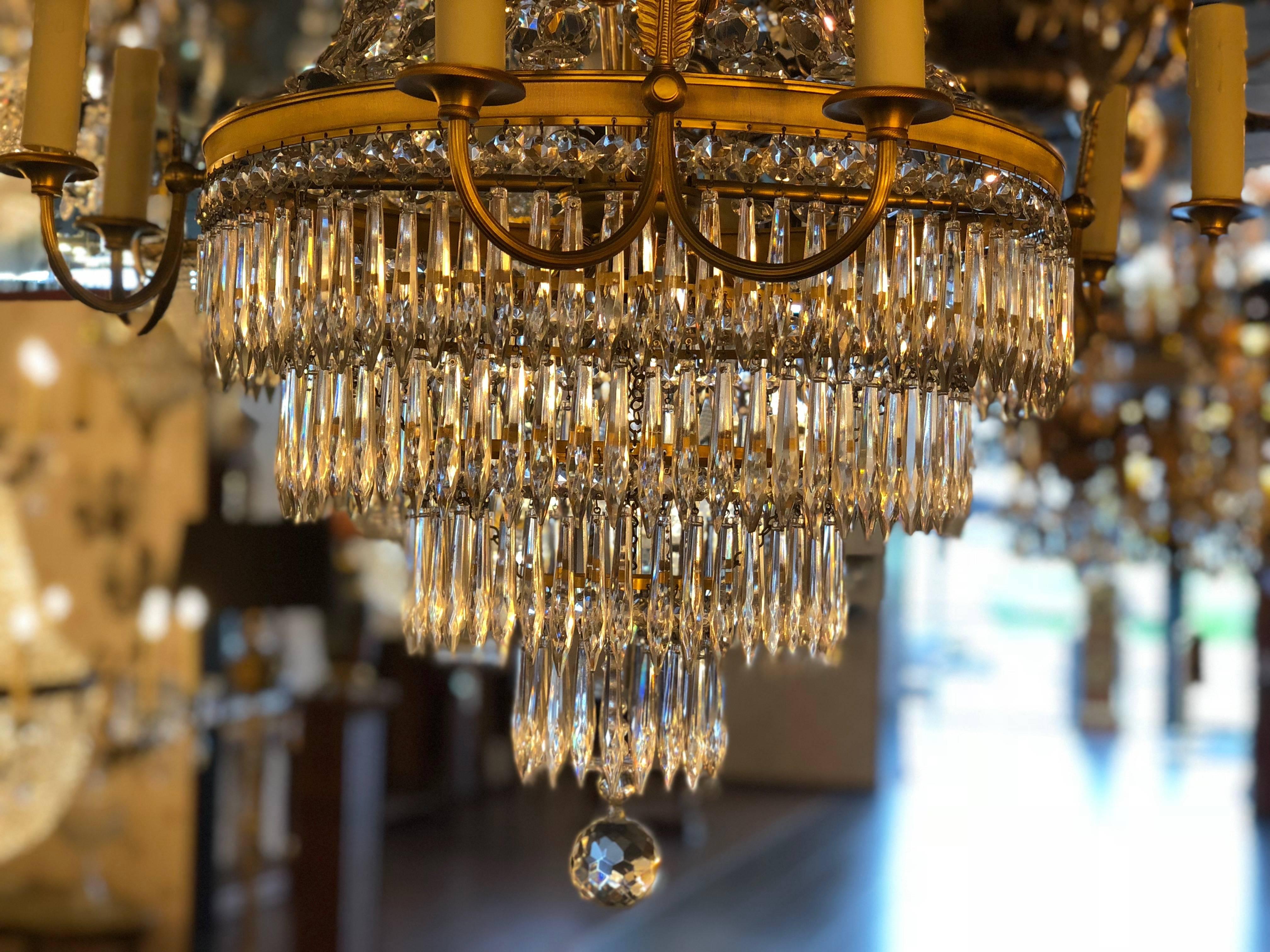 20th Century French Second Empire Gilt Bronze Chandelier with 4 x 2 Arms For Sale