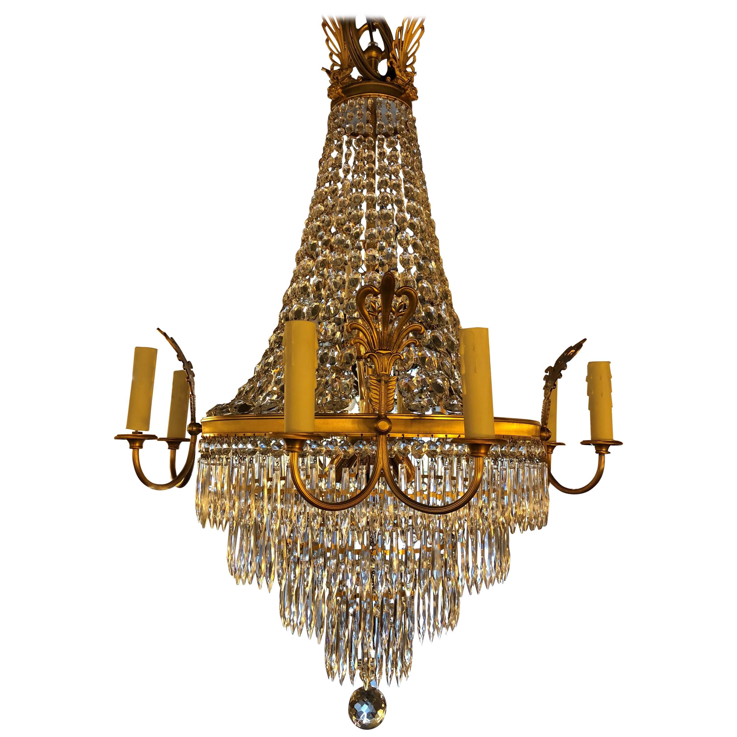 French Second Empire Gilt Bronze Chandelier with 4 x 2 Arms For Sale