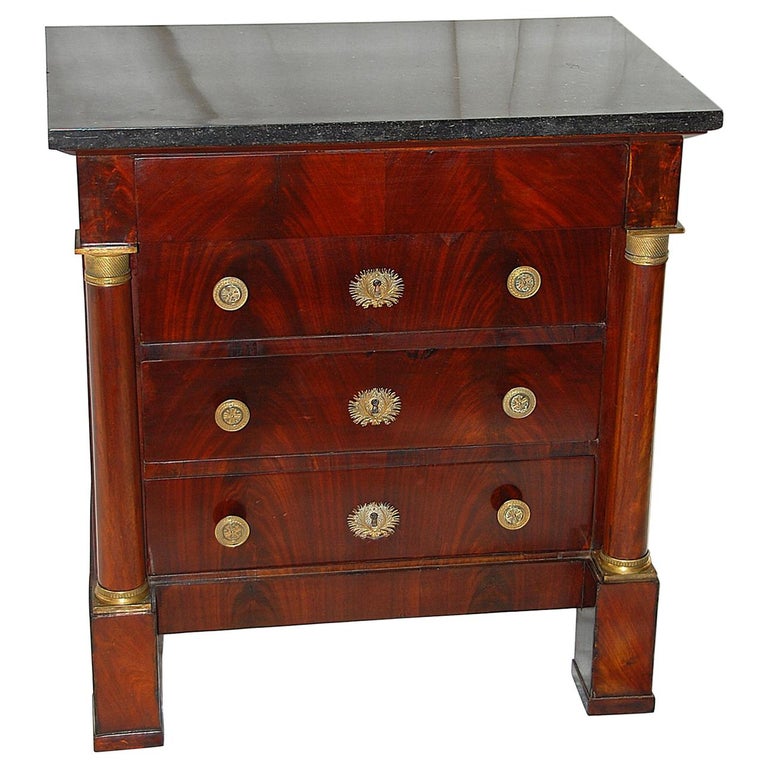 French Second Empire Period Mahogany Chest Of Drawers With Marble