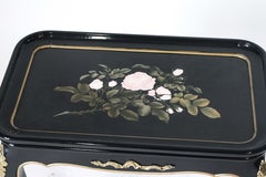 French Second Empire Style Black Lacquer Side Table