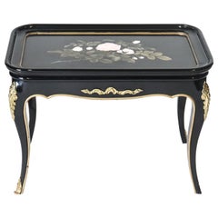French Second Empire Style Black Lacquer Side Table