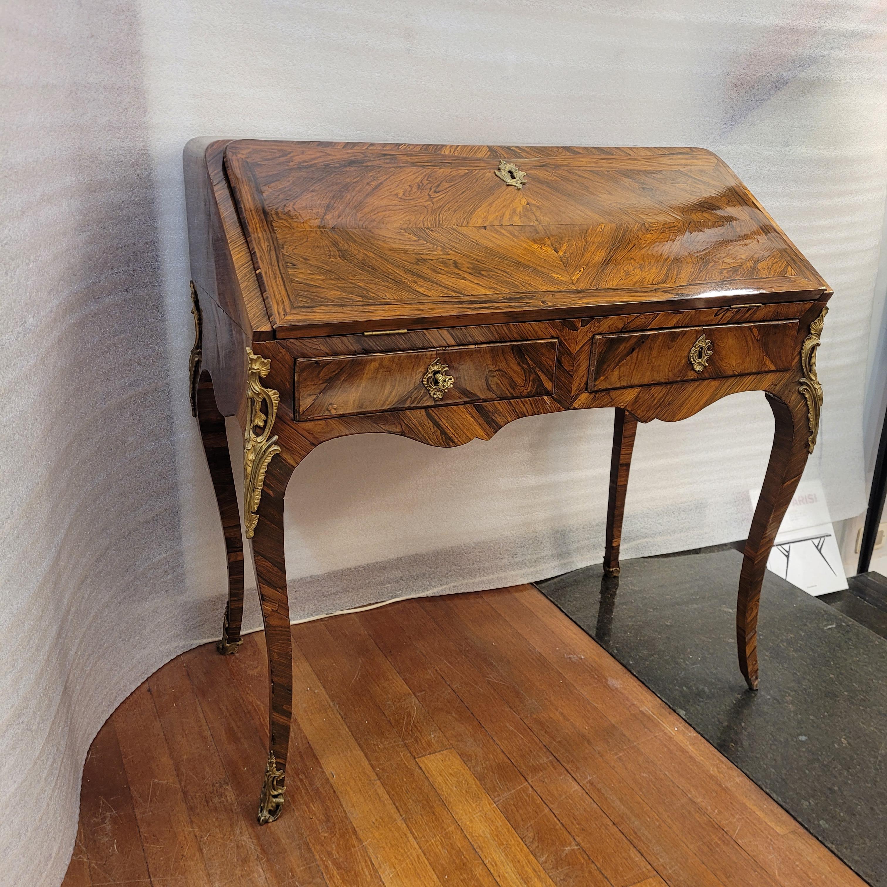 Bronze French Secretaire , Bureau à pente / d’âne  Louis XV For Sale