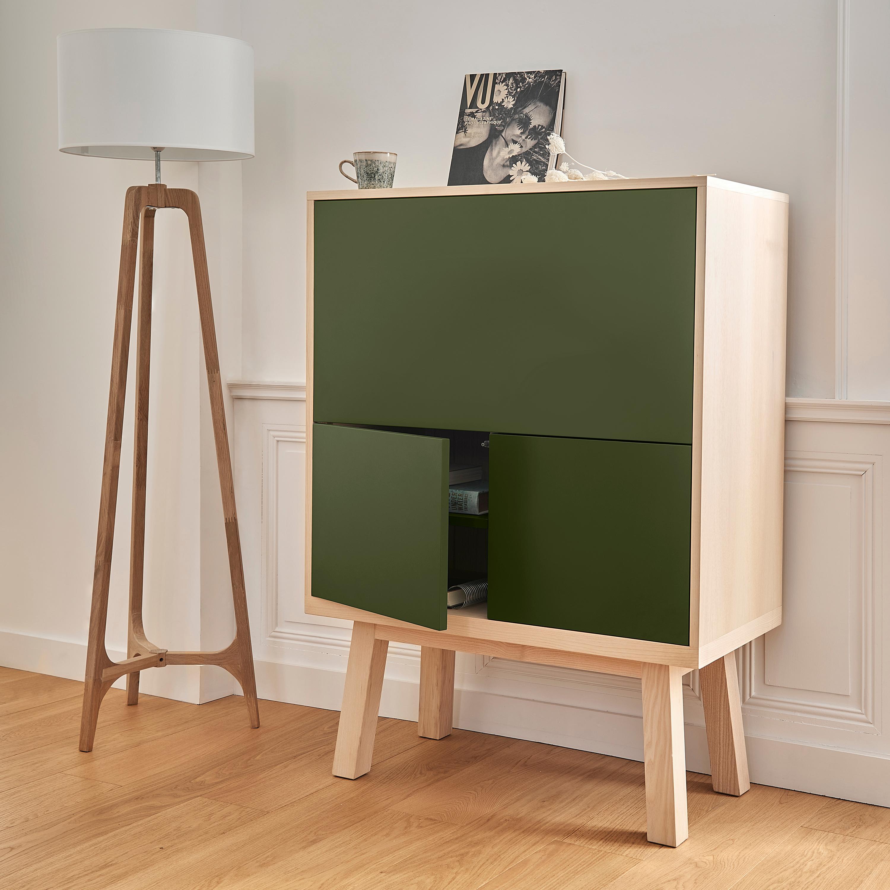 Scandinavian Modern green French secrétaire, design Eric Gizard in Paris - 11 colours available For Sale
