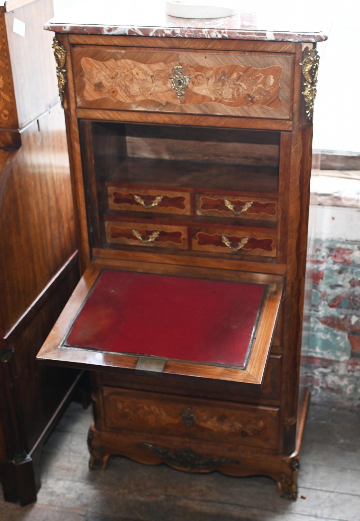 Scrivania francese Secretaire Napoleone III Intarsio 1800s in vendita 3