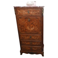 Antique French Secretaire Desk Napoleon III Inlay 1800s