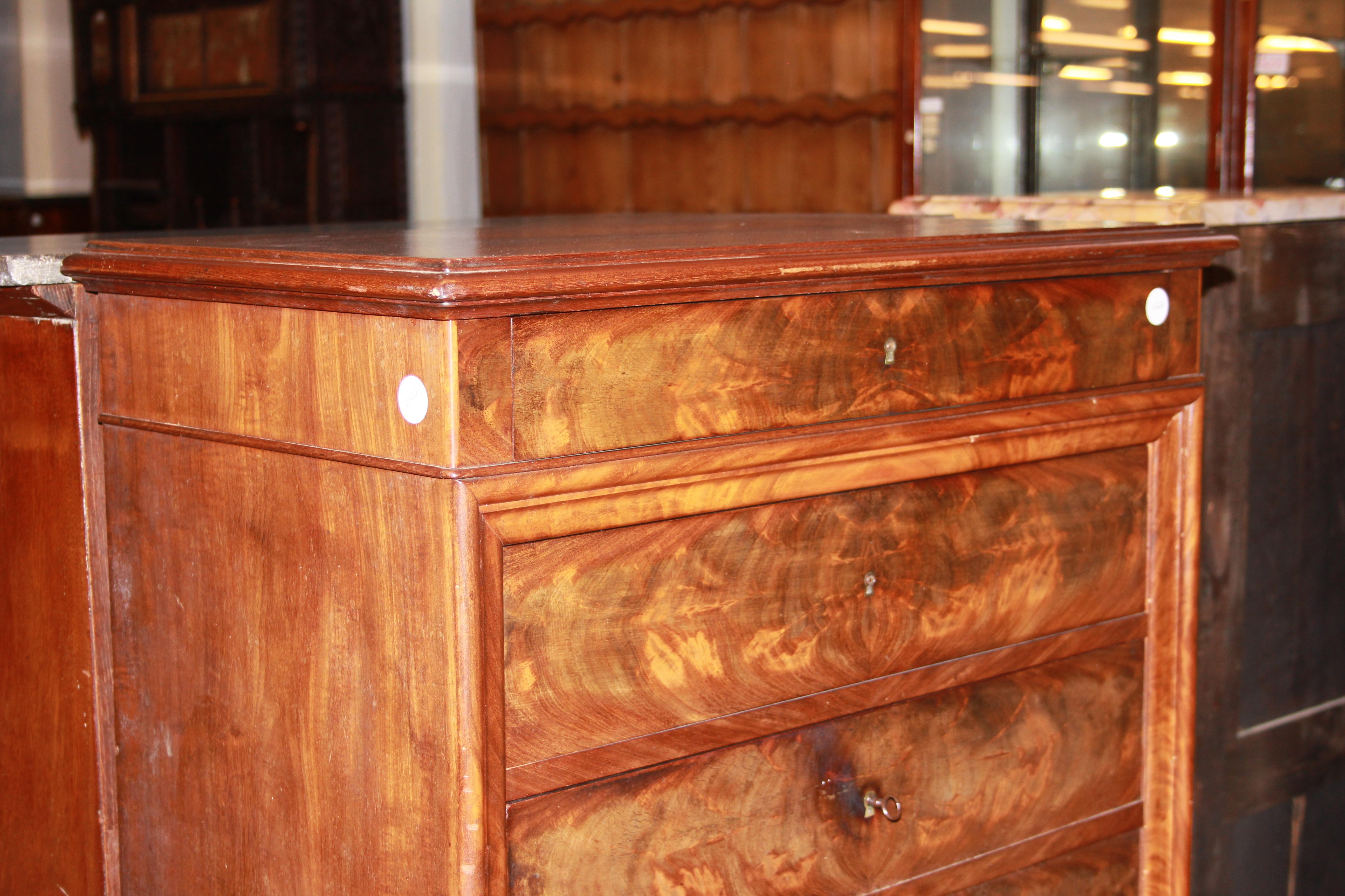 19th Century French secretary desk in Louis Philippe style, made of mahogany wood from the 18 For Sale