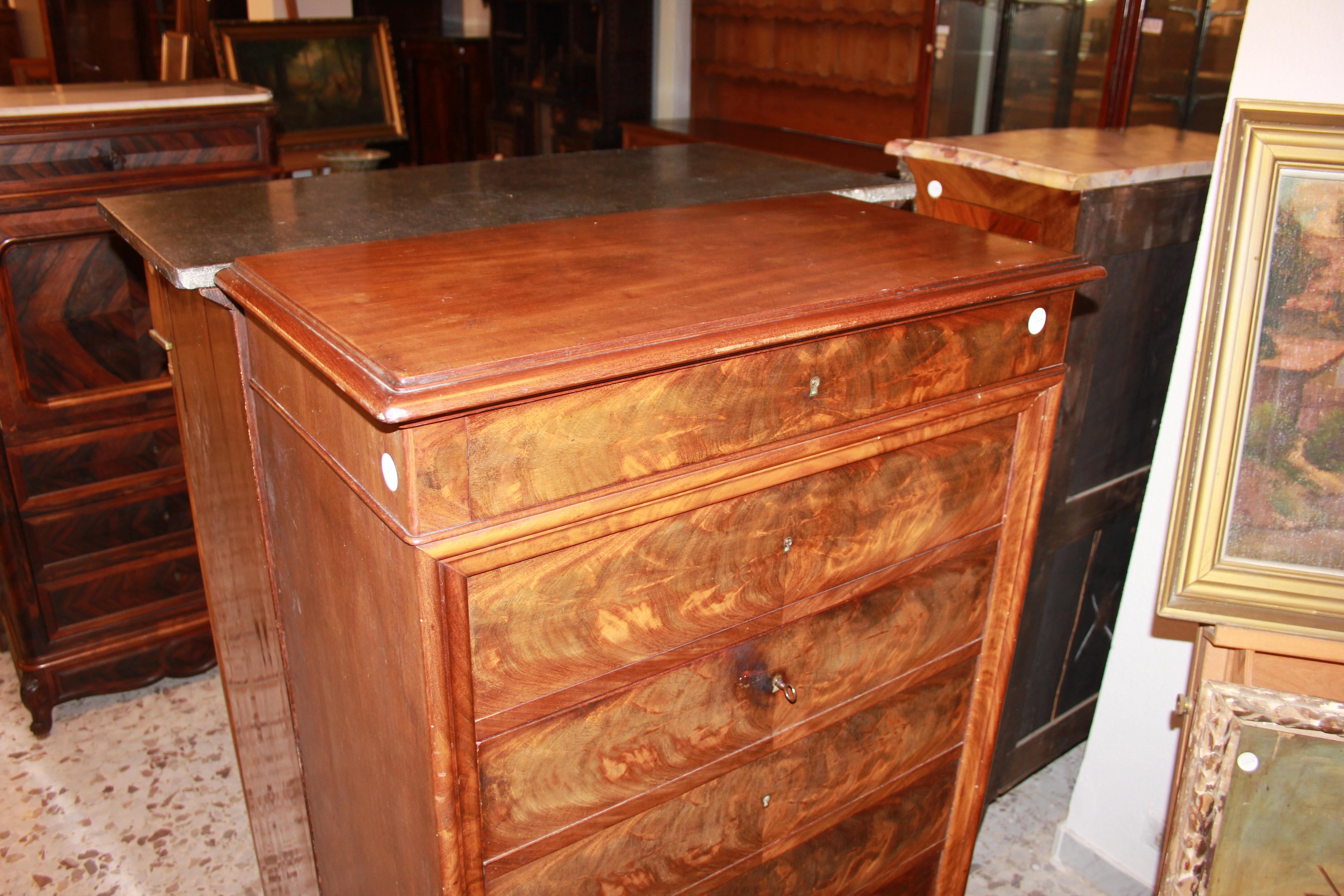 French secretary desk in Louis Philippe style, made of mahogany wood from the 18 For Sale 1