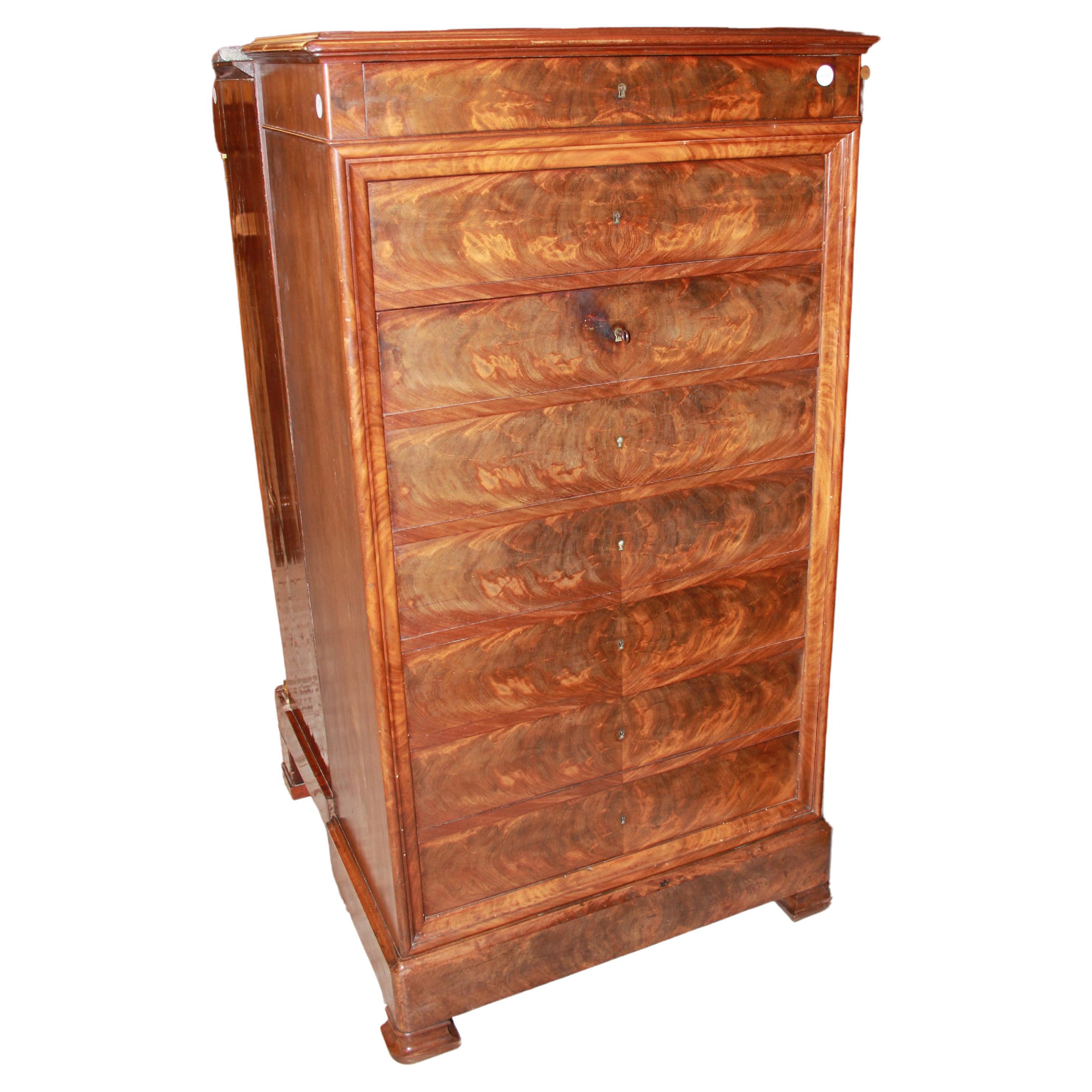 French secretary desk in Louis Philippe style, made of mahogany wood from the 18 For Sale