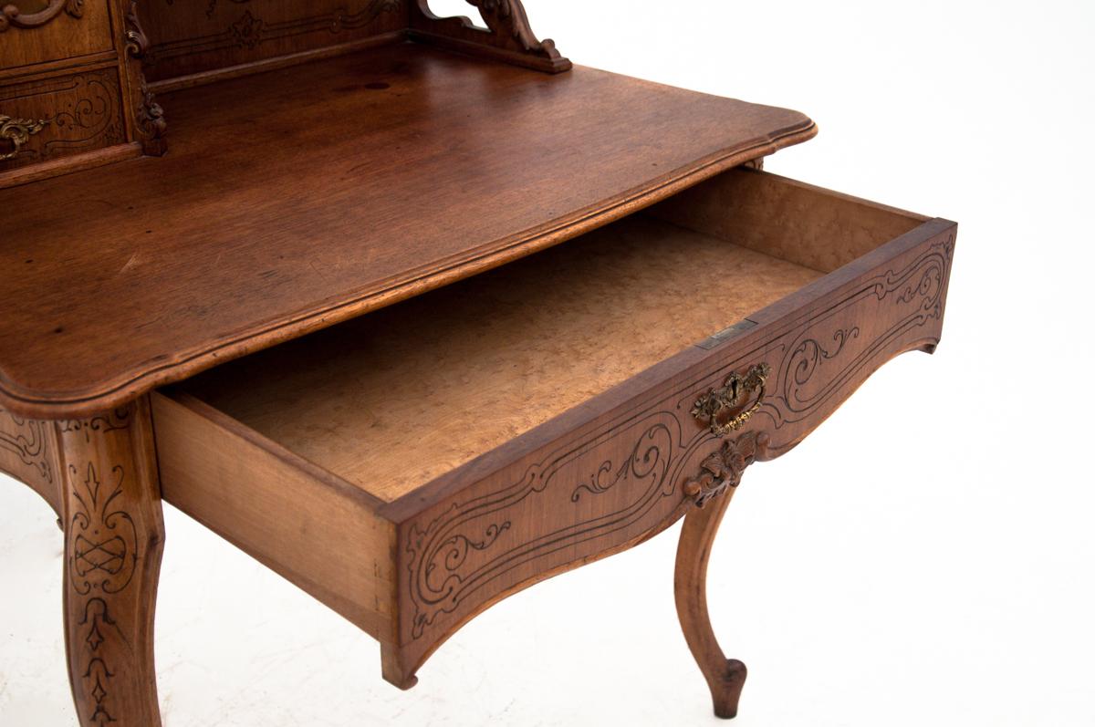 Oak French Secretary Desk with a Chair from circa 1880