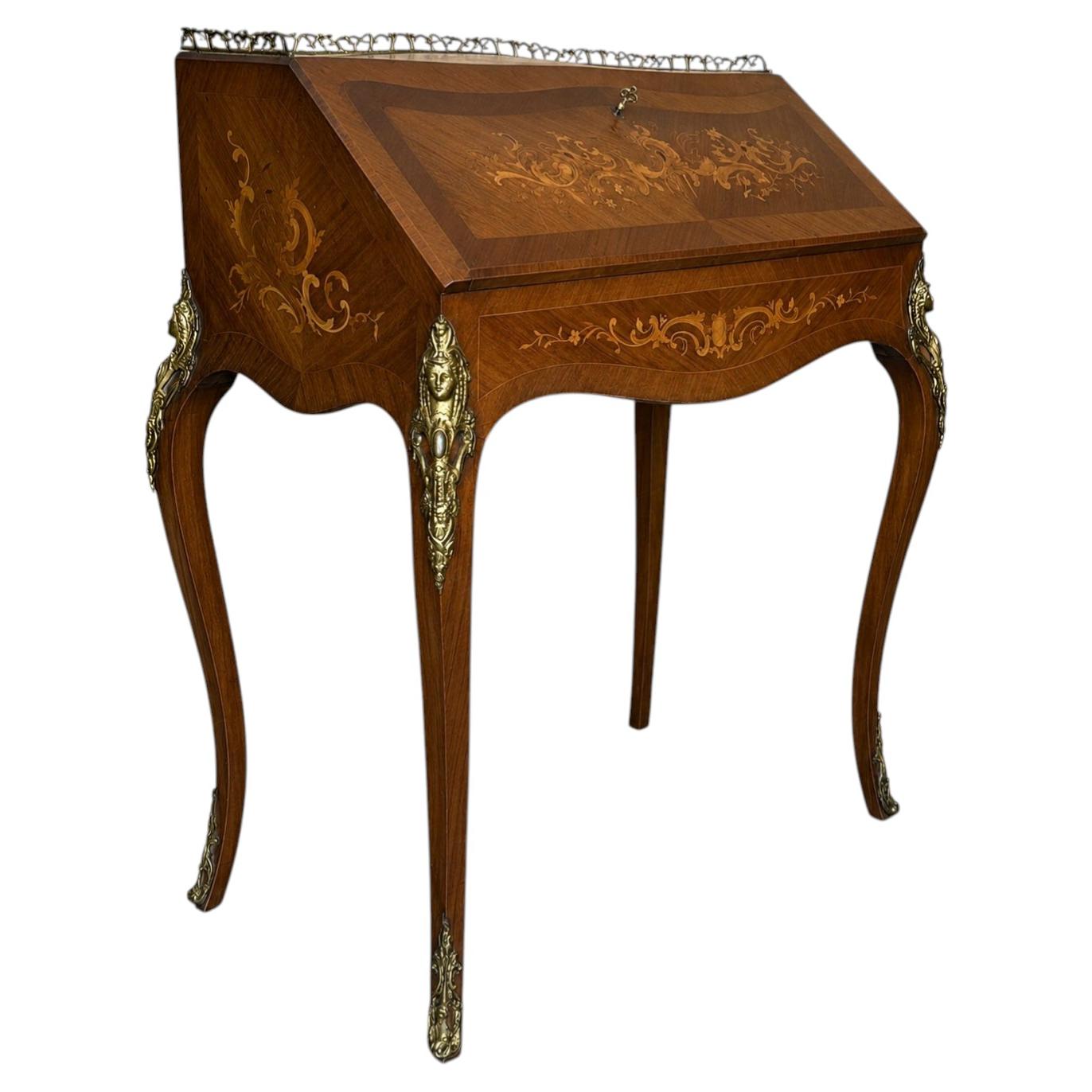 French Secretary Desk with Drop-Front Writing Surface and Interior Drawers