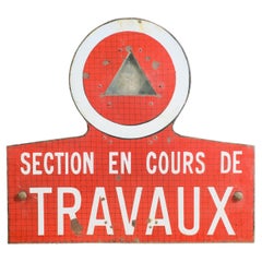 French Section En Cours De Travaux Red White Street Sign